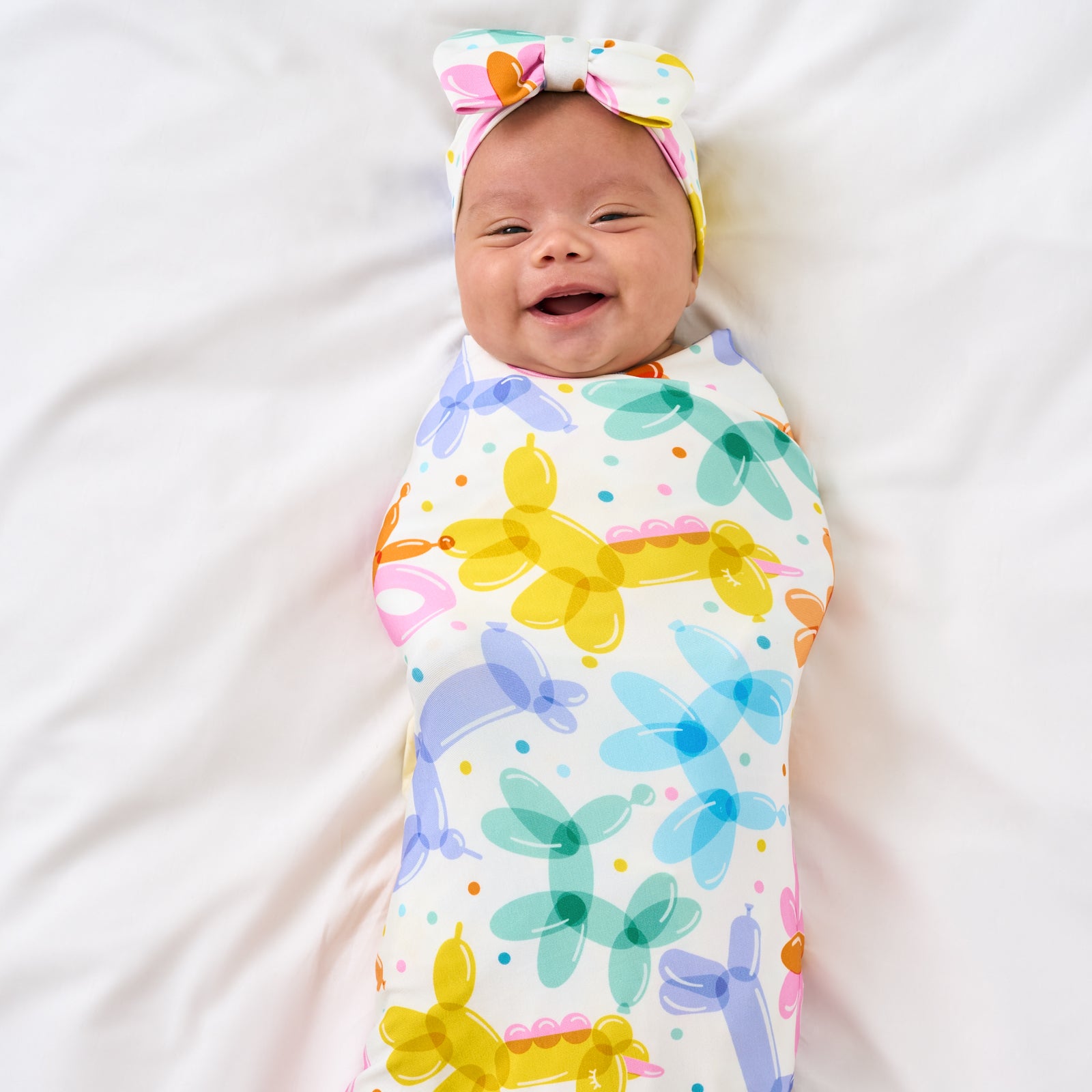 Balloon Bash Swaddle & Luxe Bow Headband Set - Image 2