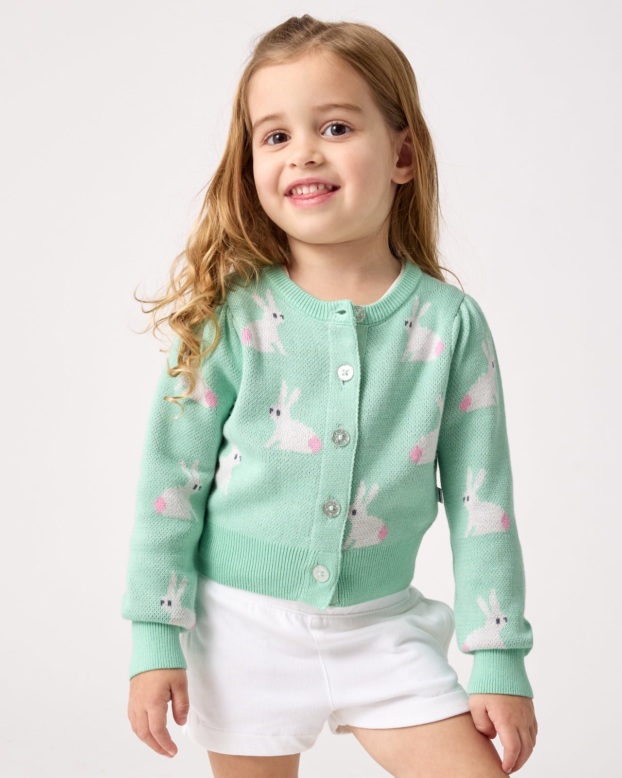 Blush Bunnies Puff Sleeve Cardigan Sweater - Image 4
