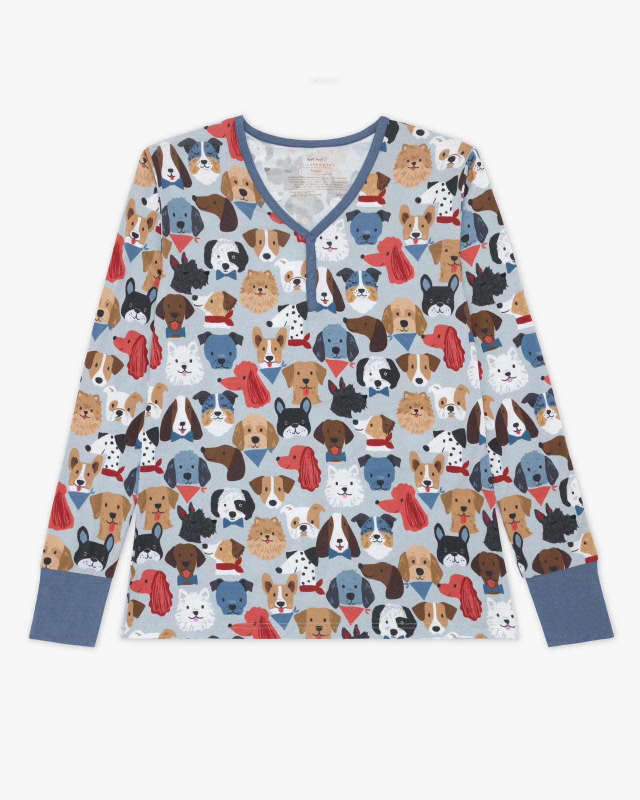 Gray Puppy Parade Women's Long Sleeve Pajama Top - Image 6