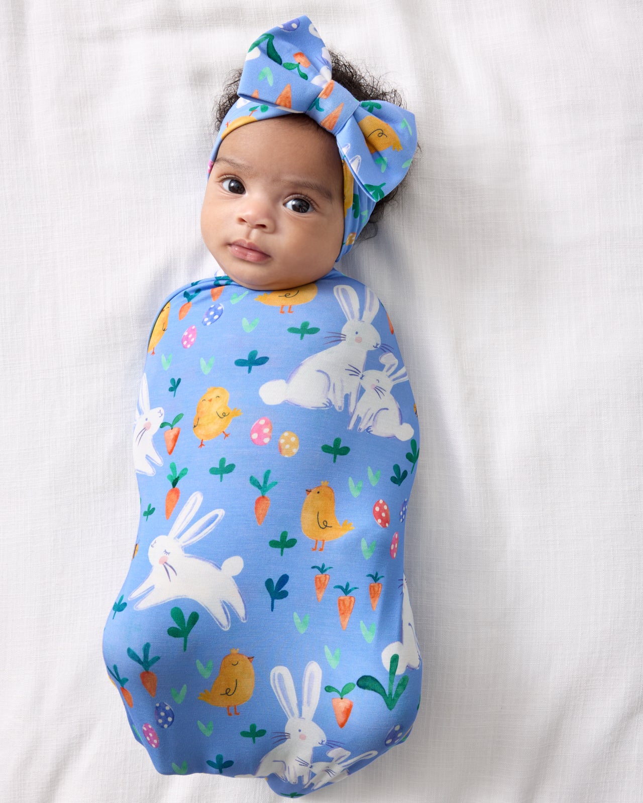 Bunny Patch Swaddle & Luxe Bow Headband Set