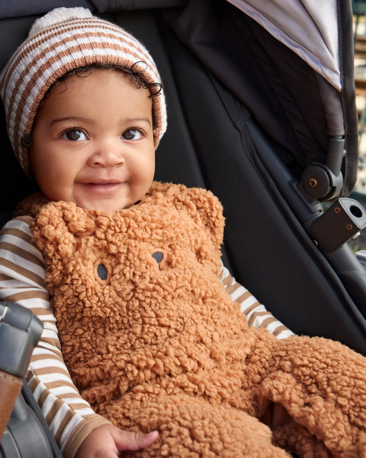 Chestnut Brown Sherpa Baby Overall Romper - Image 3