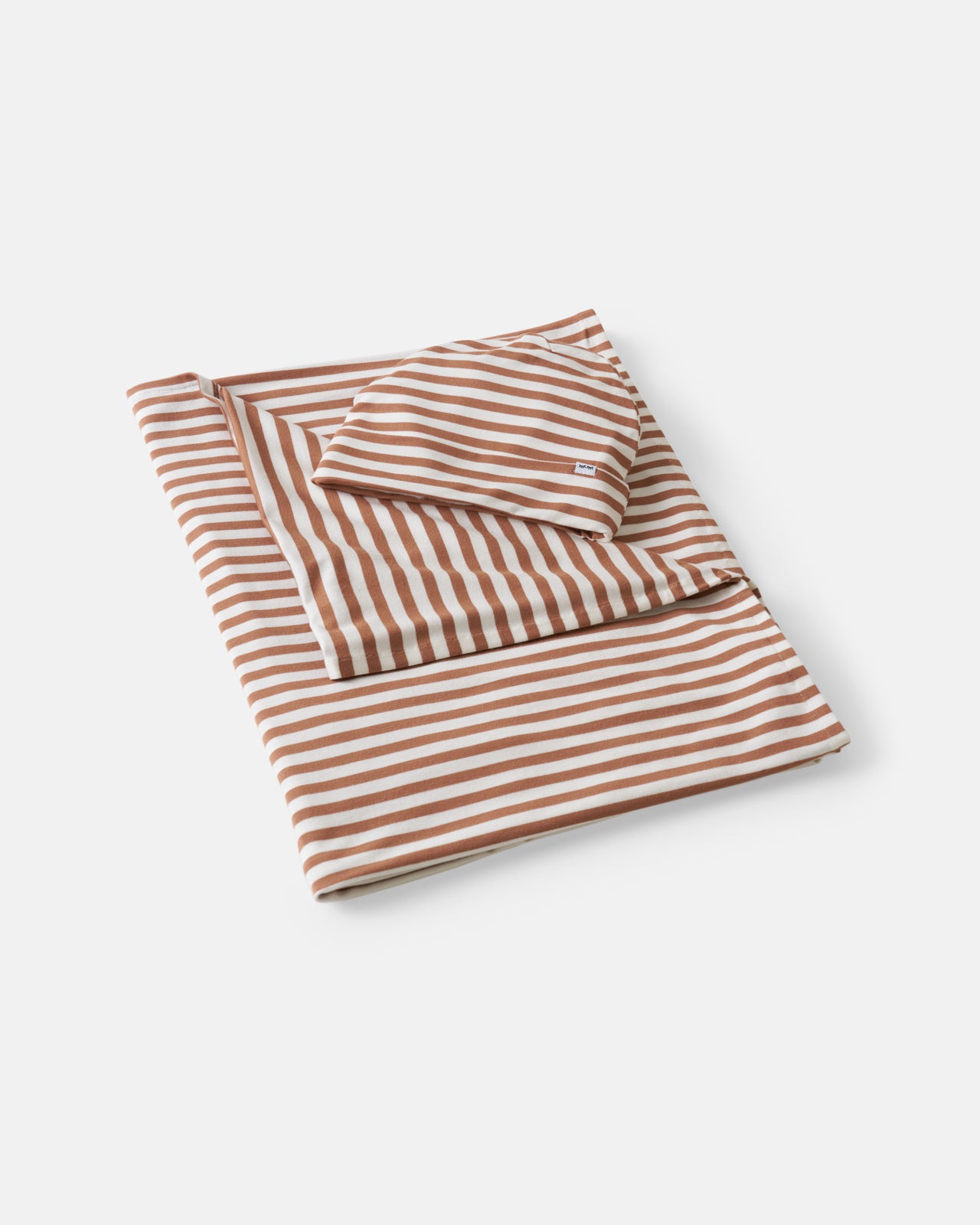 Chestnut Brown Stripe Swaddle & Infant Beanie Set - Image 3