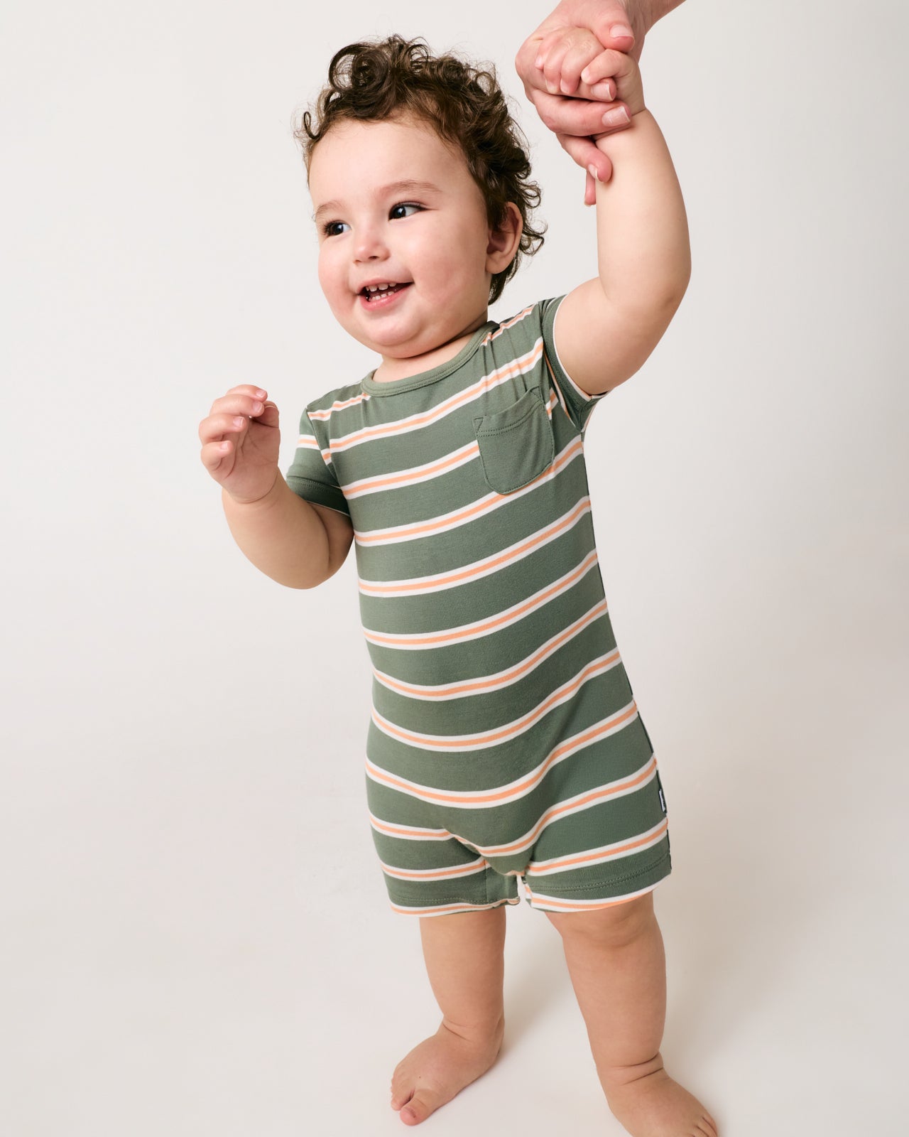 Moss Stripe Pocket Shorty Romper