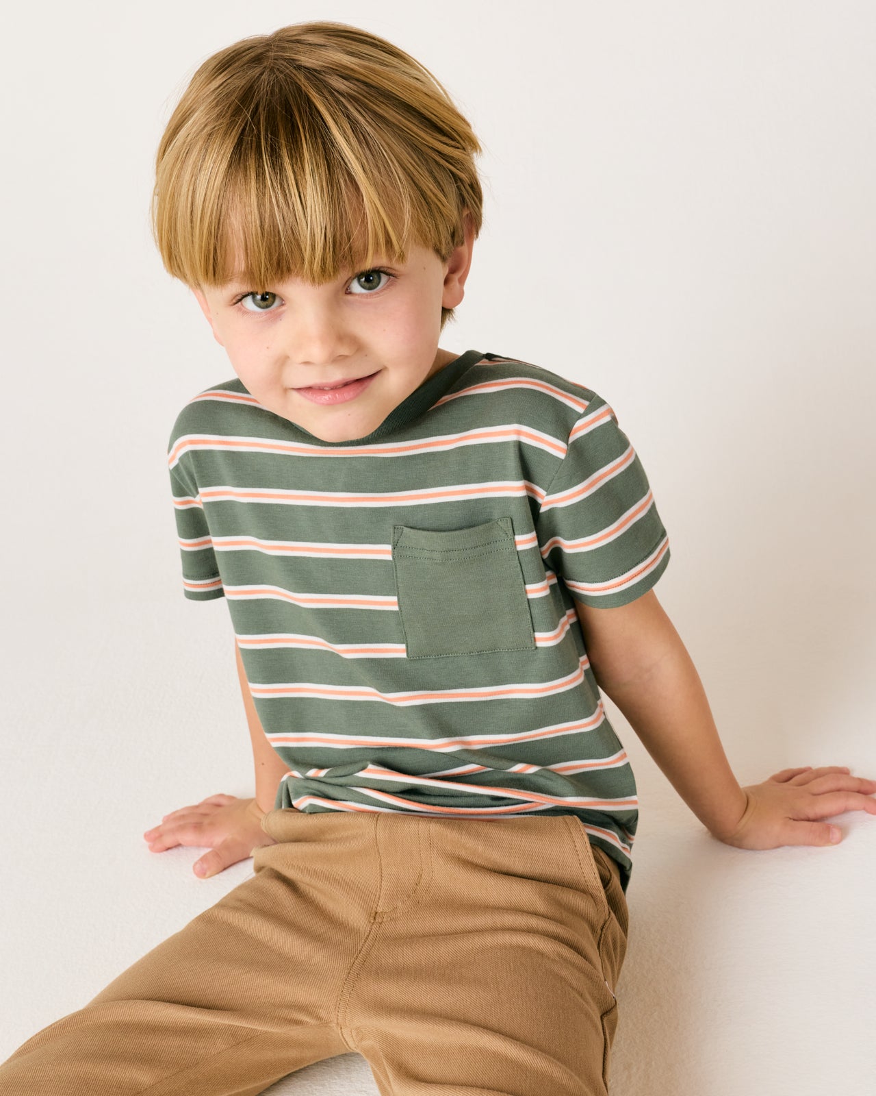 Moss Stripe Relaxed Pocket Tee - Image 3