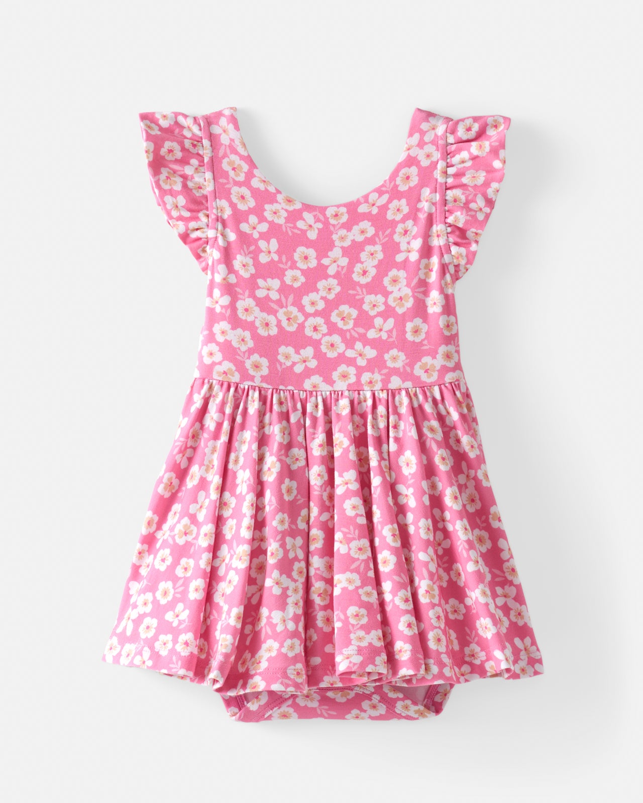 Sweet Pink Petals Flutter Twirl Dress with Bodysuit - Image 5