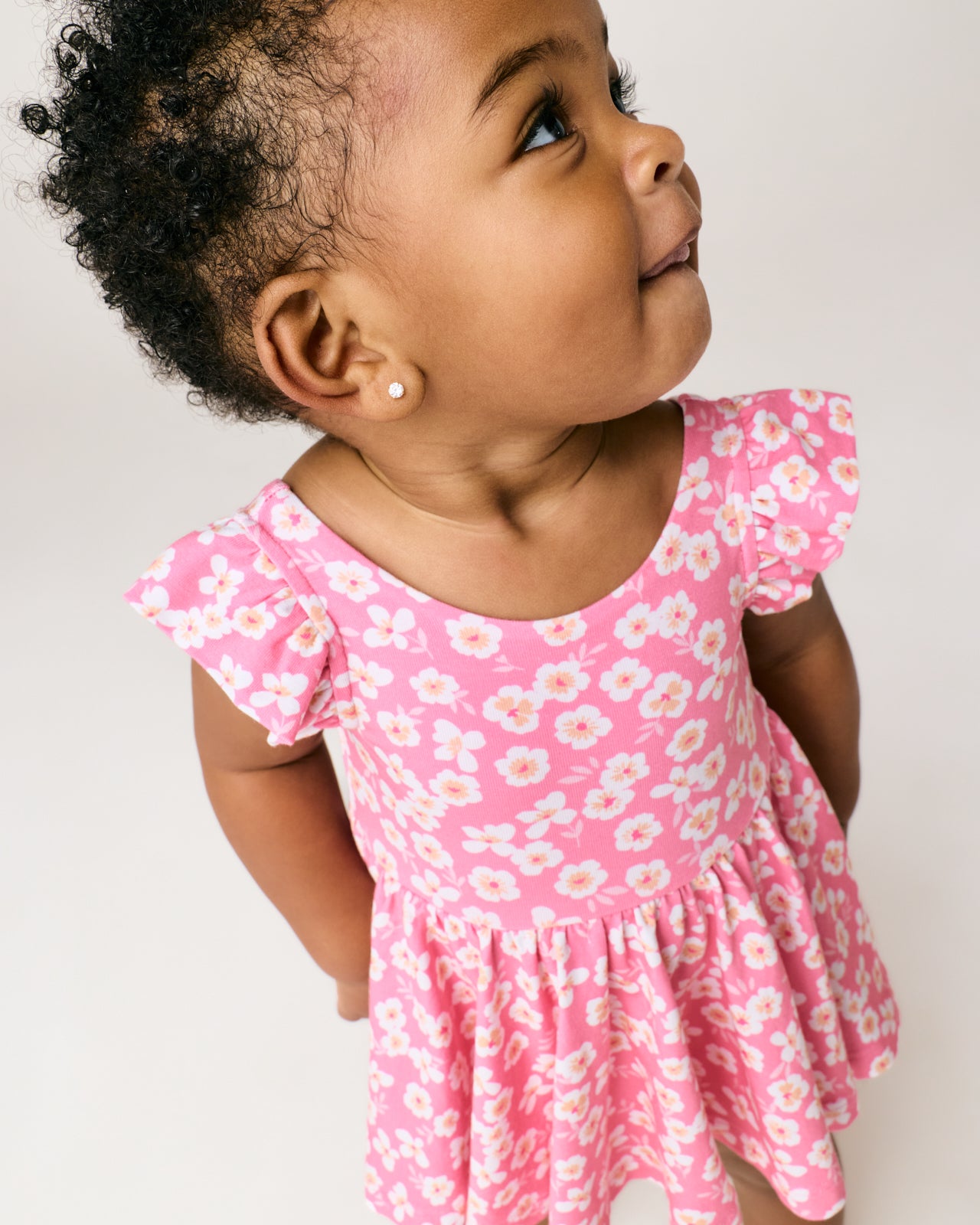 Sweet Pink Petals Flutter Twirl Dress with Bodysuit - Image 4