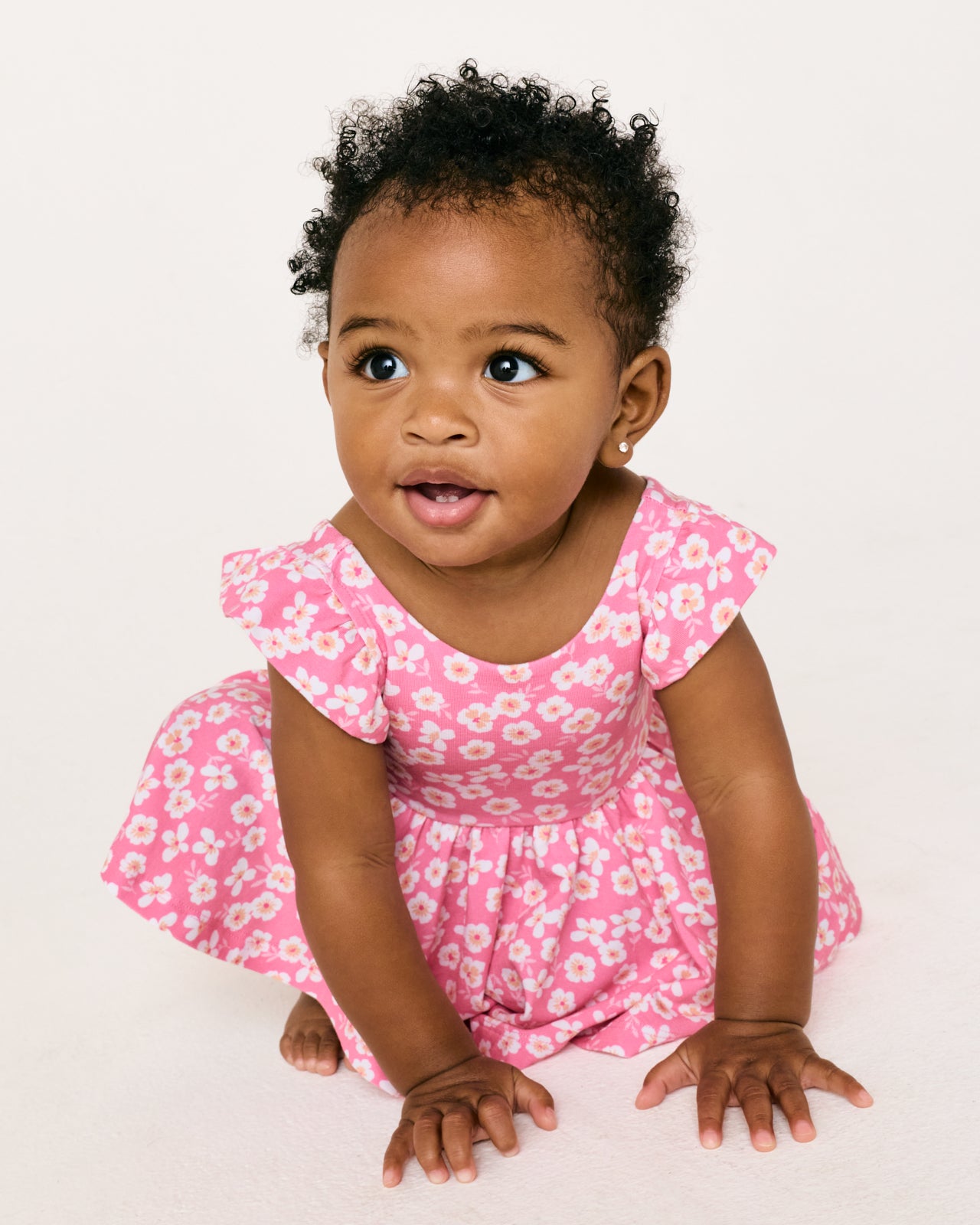 Sweet Pink Petals Flutter Twirl Dress with Bodysuit - Image 3