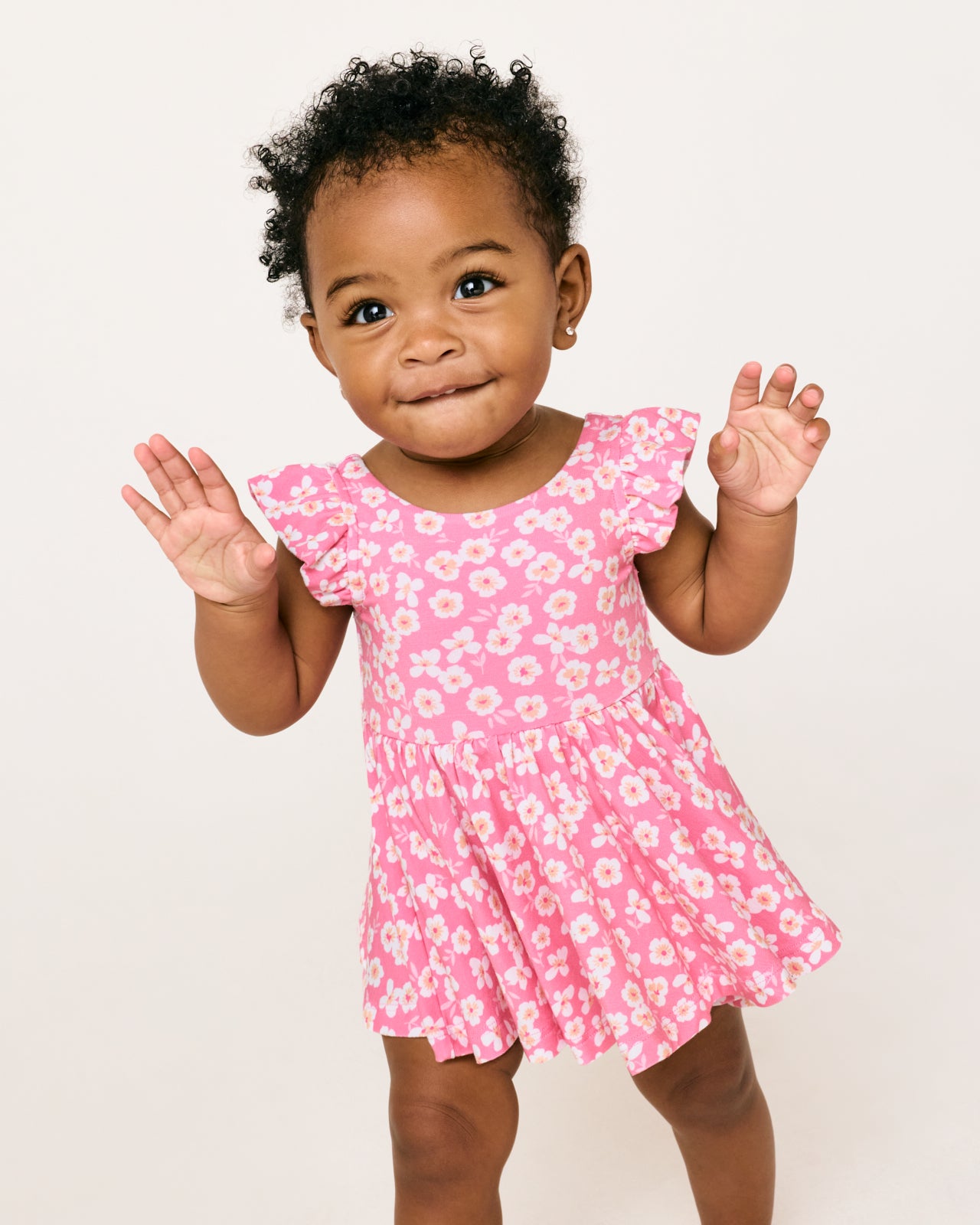 Sweet Pink Petals Flutter Twirl Dress with Bodysuit - Image 2