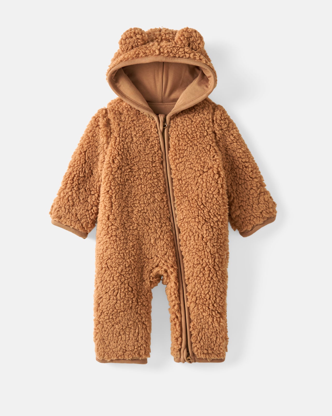 Chestnut Brown Sherpa Baby Romper - Image 2