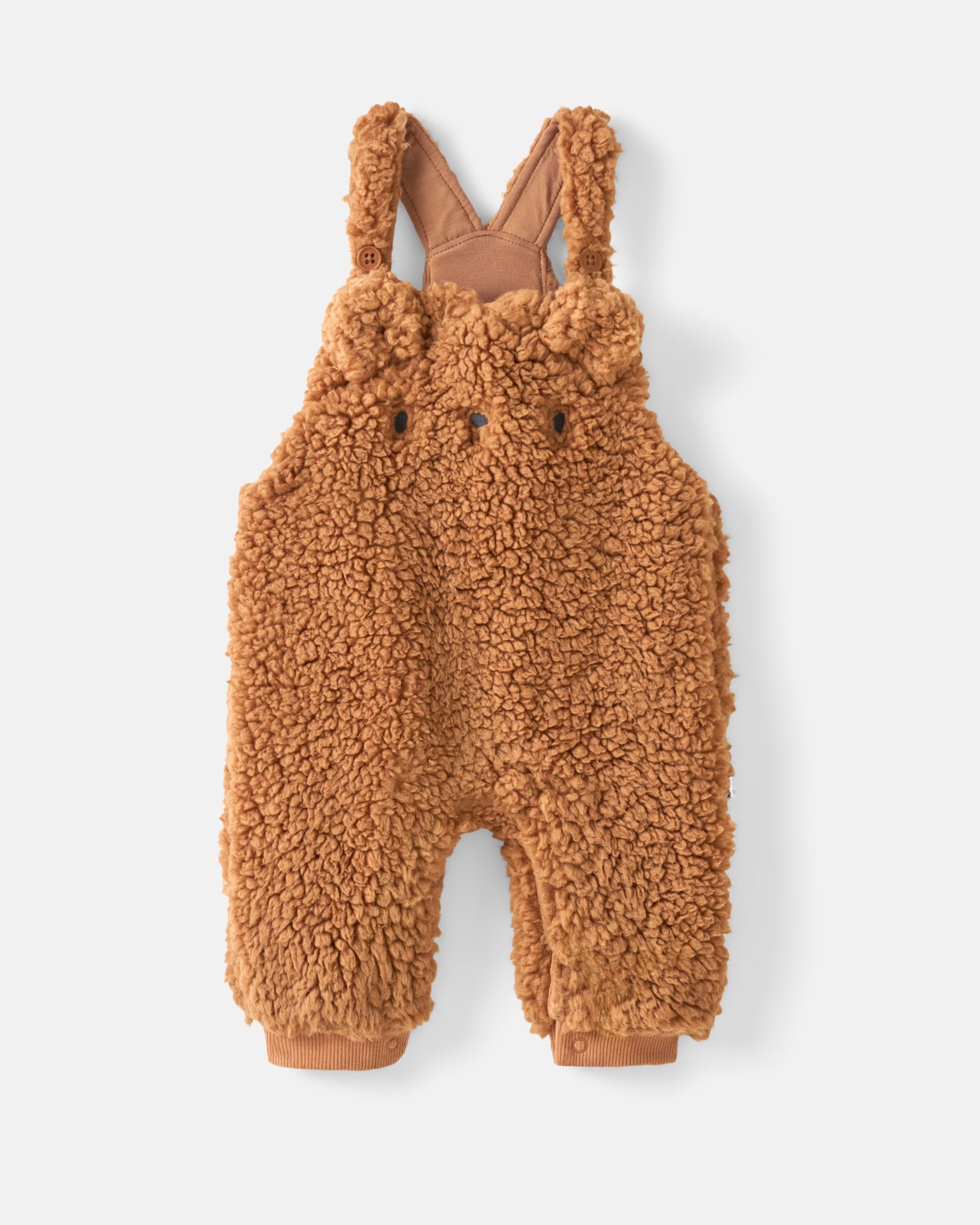 Chestnut Brown Sherpa Baby Overall Romper - Image 5