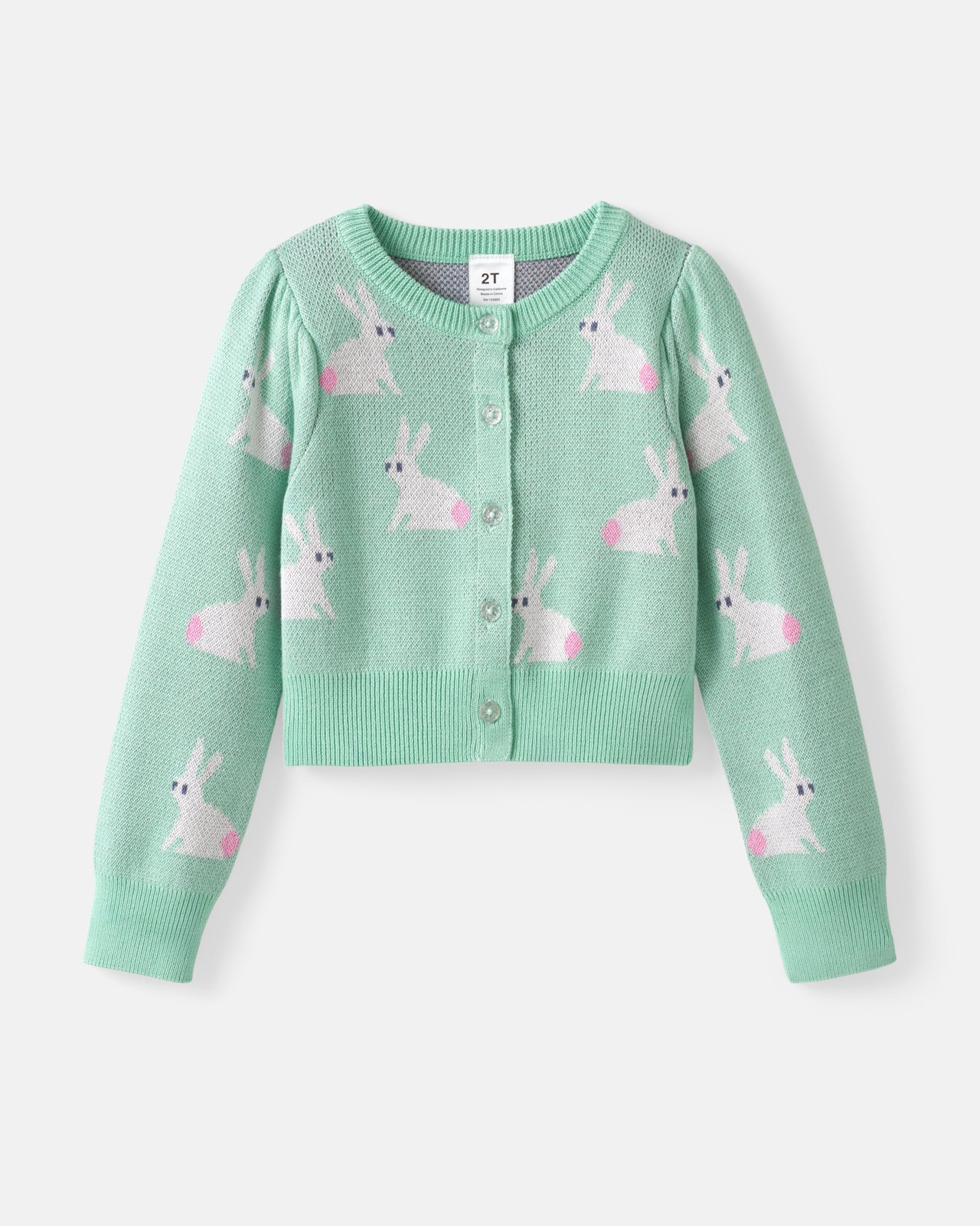 Blush Bunnies Puff Sleeve Cardigan Sweater - Image 6