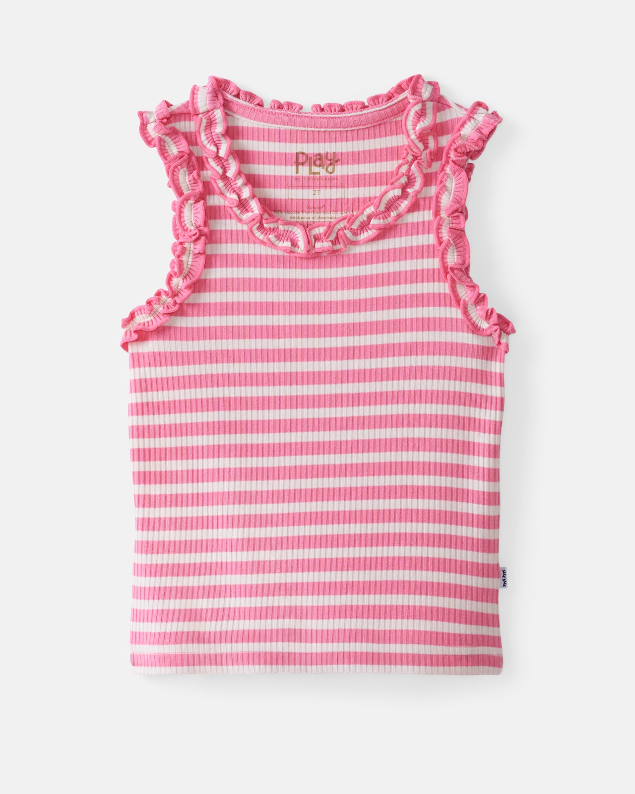 Sweet Pink Stripe Ribbed Ruffle Tank - Image 7