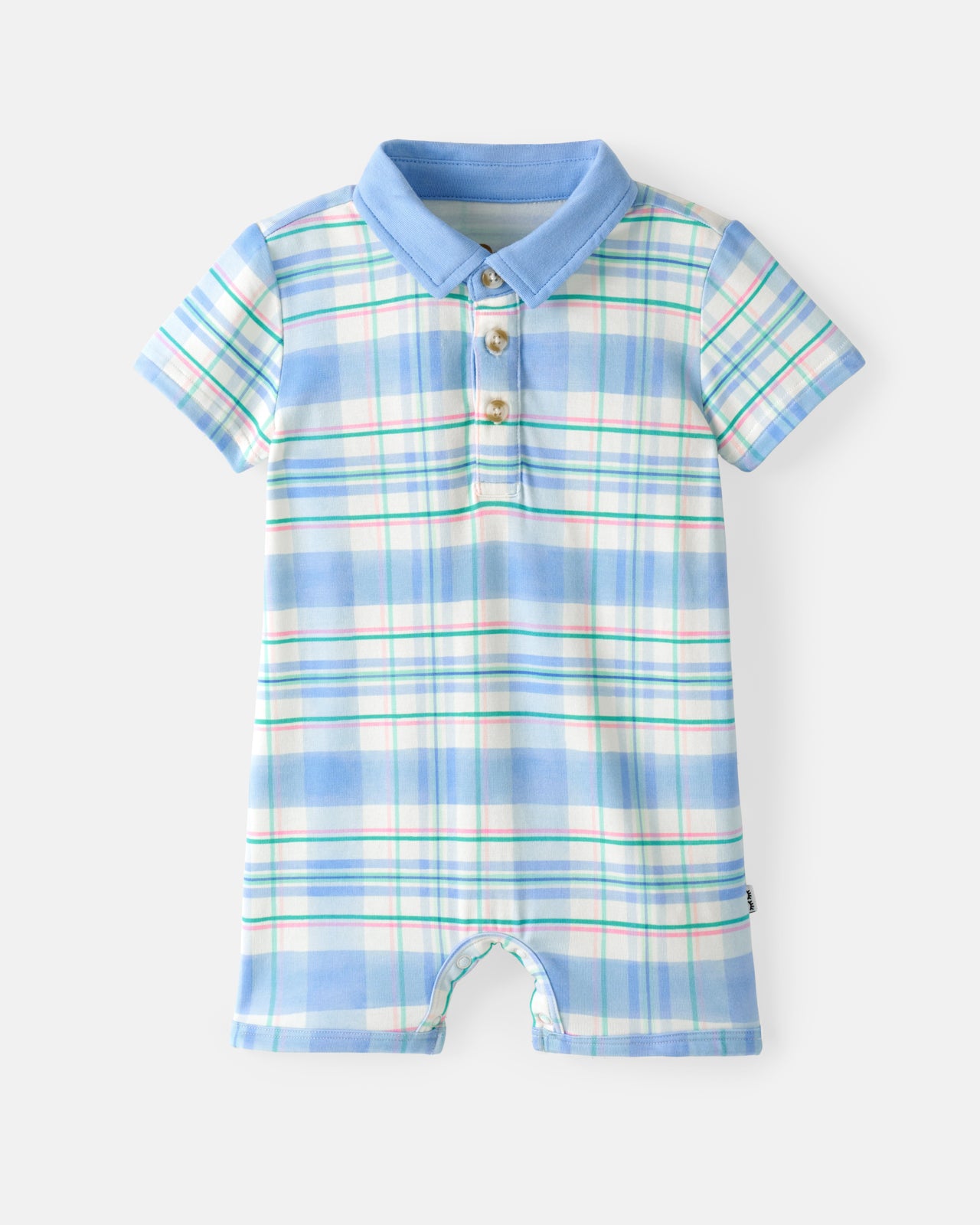 Springtime Plaid Polo Shorty Romper - Image 5