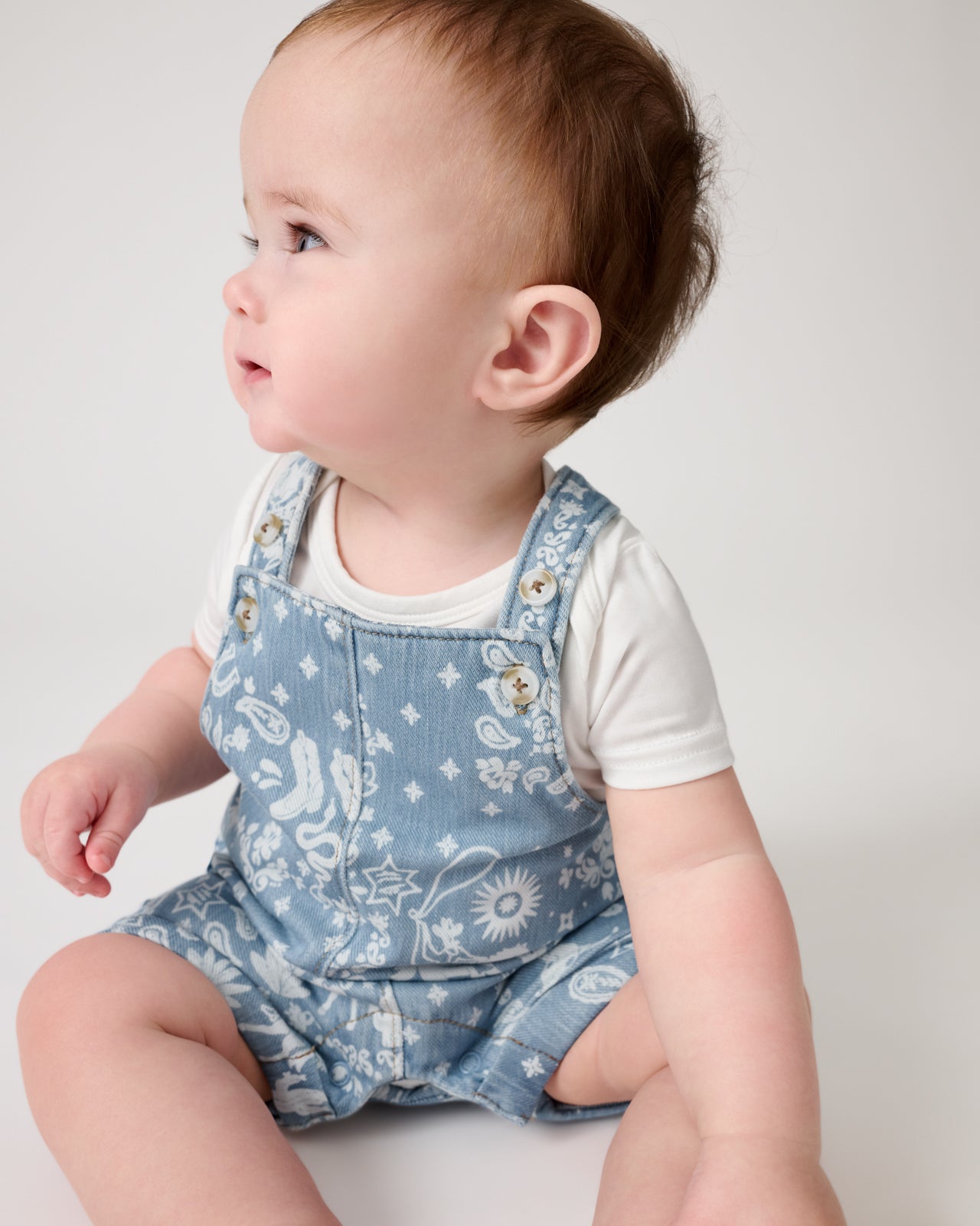 Bandana Blues Denim Shorty Overall Romper - Image 3