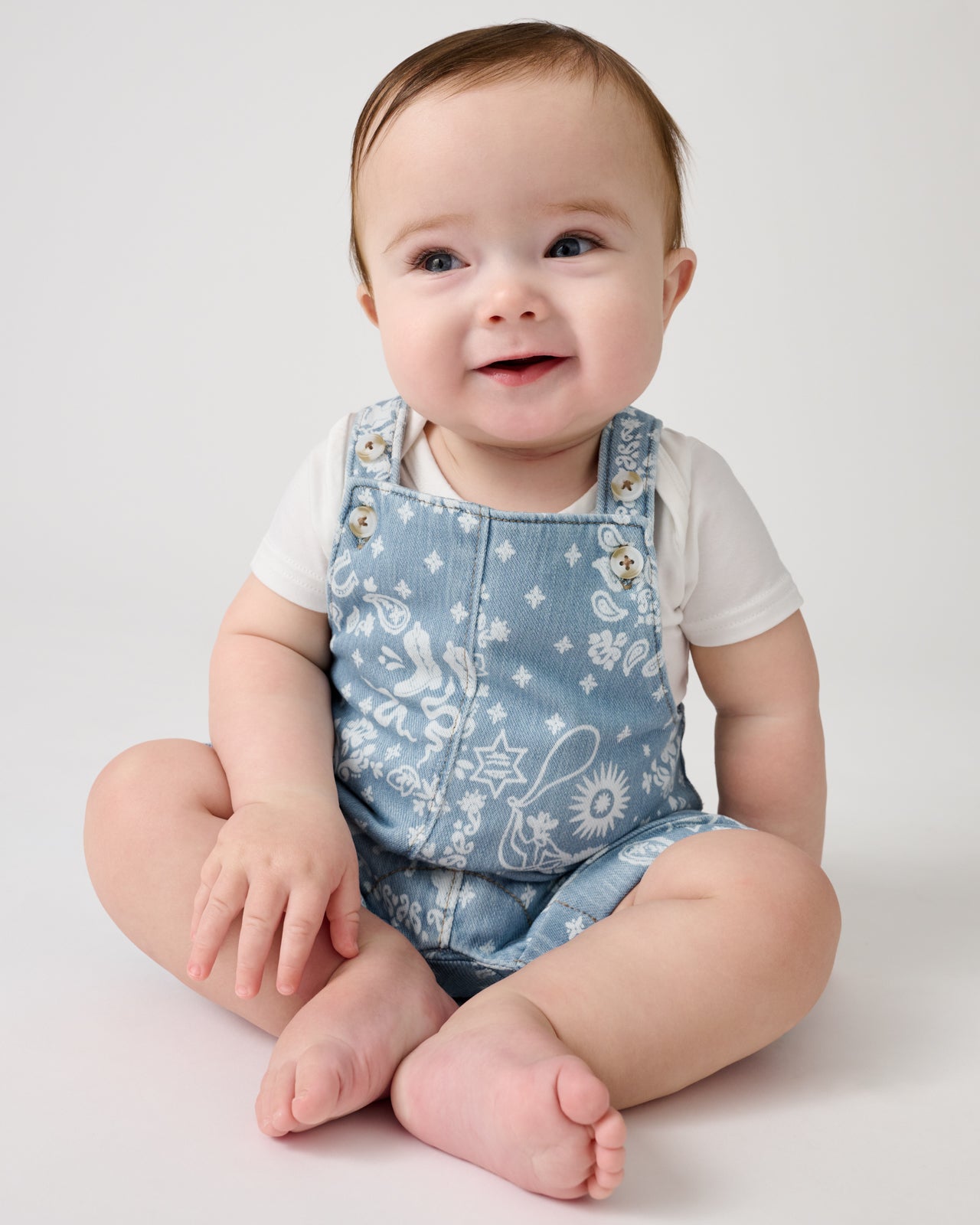 Bandana Blues Denim Shorty Overall Romper - Image 2