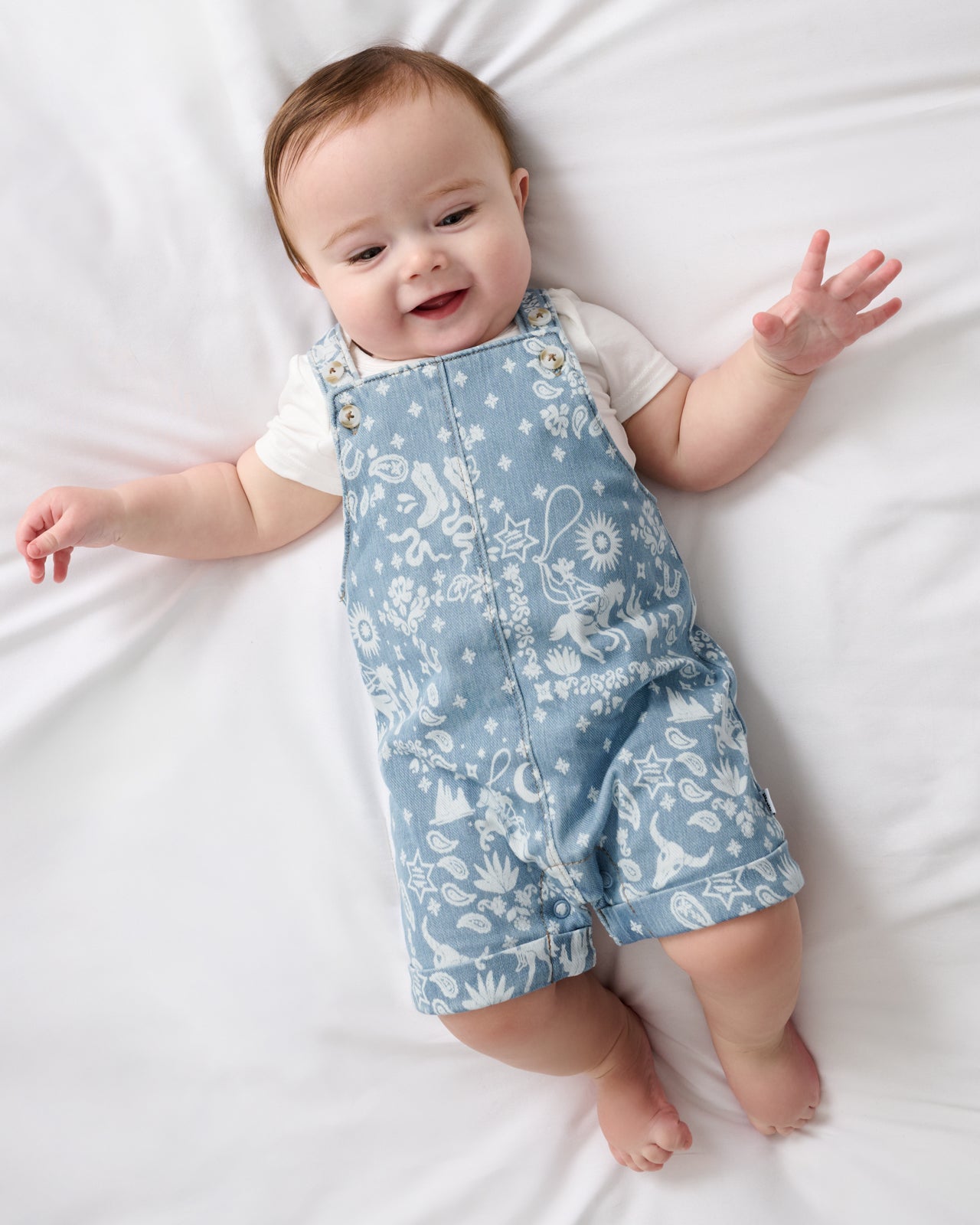 Bandana Blues Denim Shorty Overall Romper