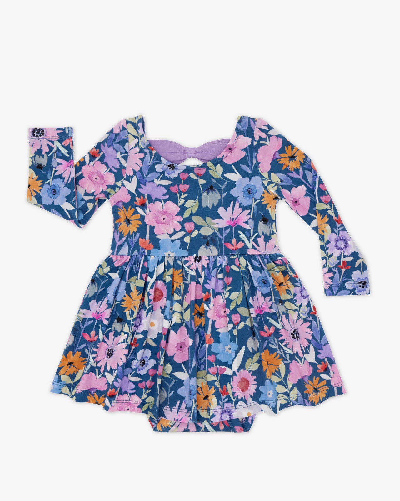 Dusk Blooms Bow Back Skater Dress with Bodysuit - Image 4