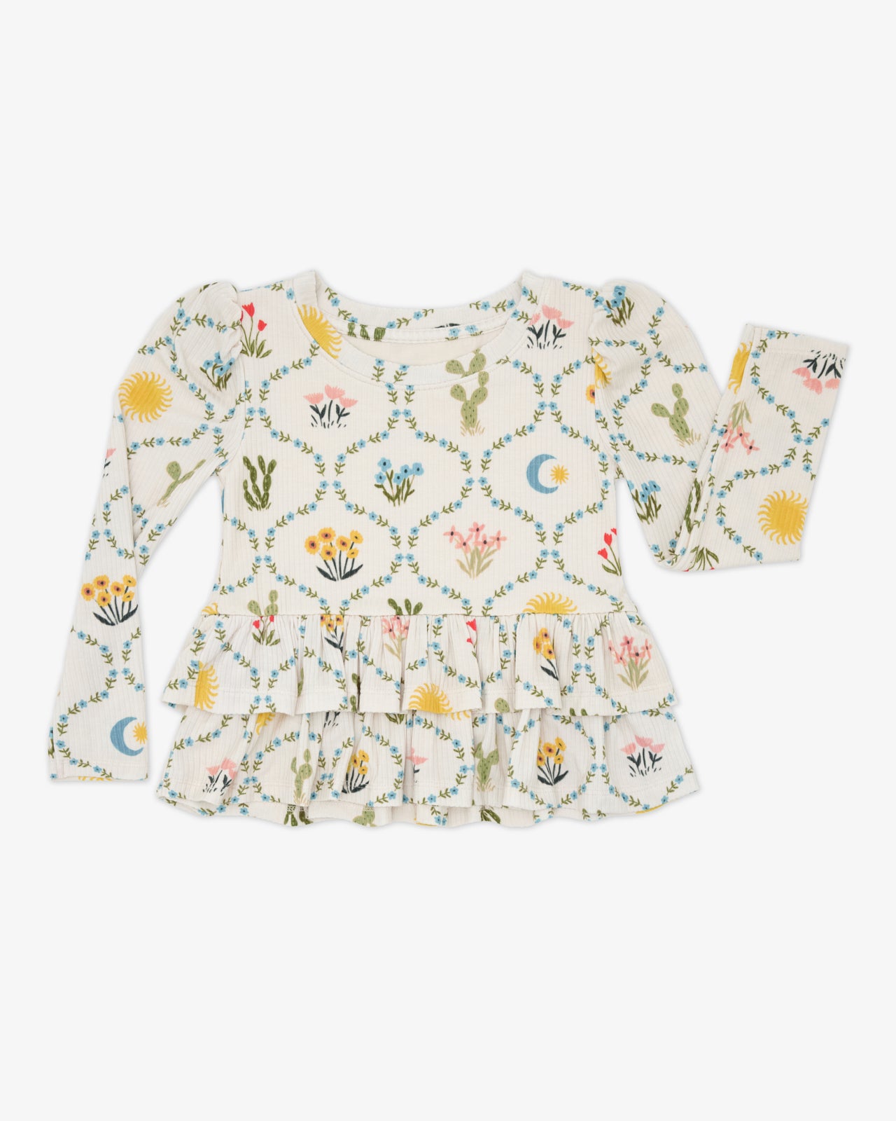 Desert Meadow Ribbed Tiered Peplum Top - Image 6