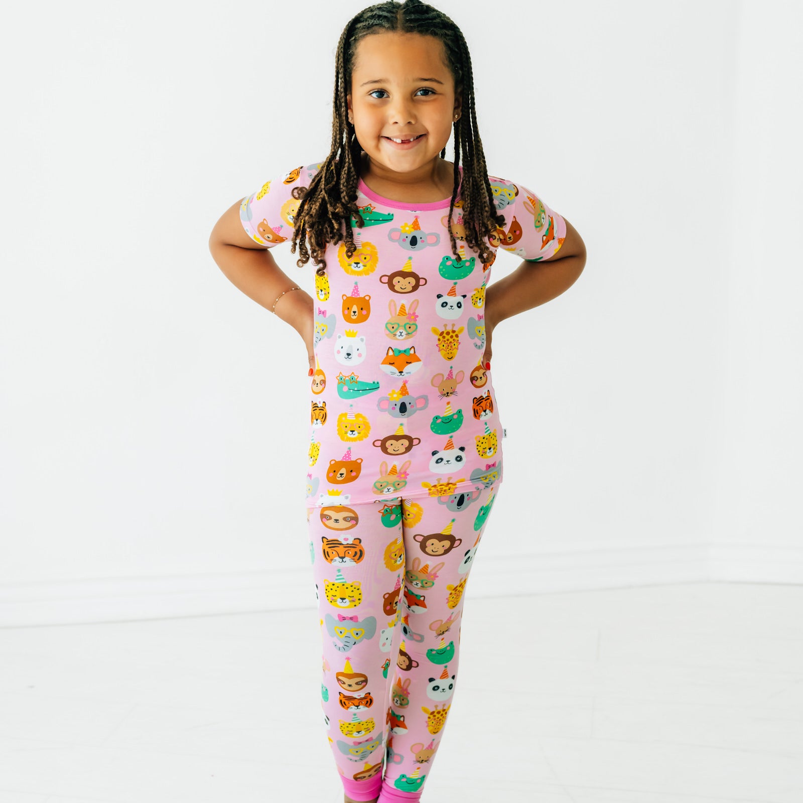 Pink Party Pals Two-Piece Short Sleeve Pajama Set - Image 2