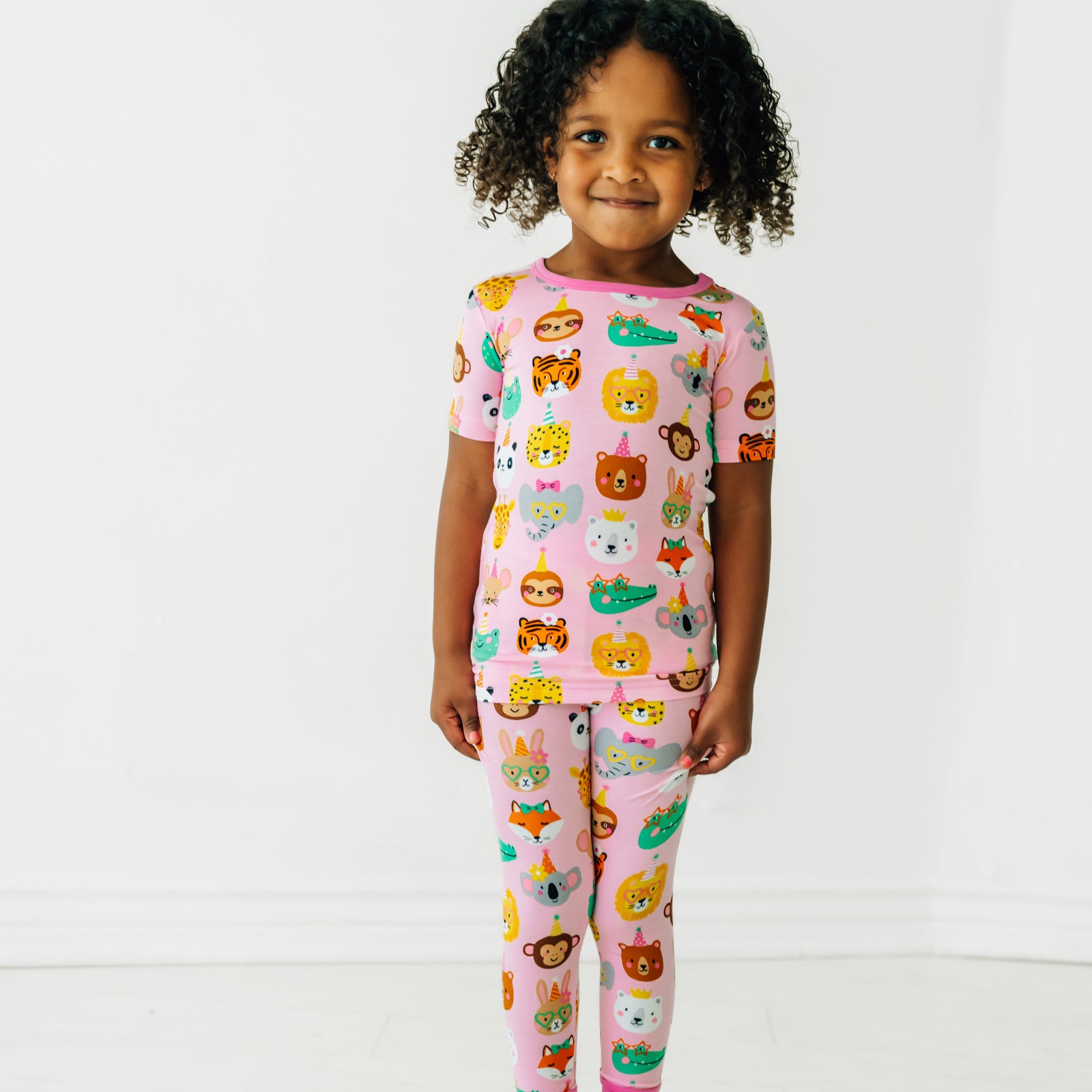 Pink Party Pals Two-Piece Short Sleeve Pajama Set - Image 4