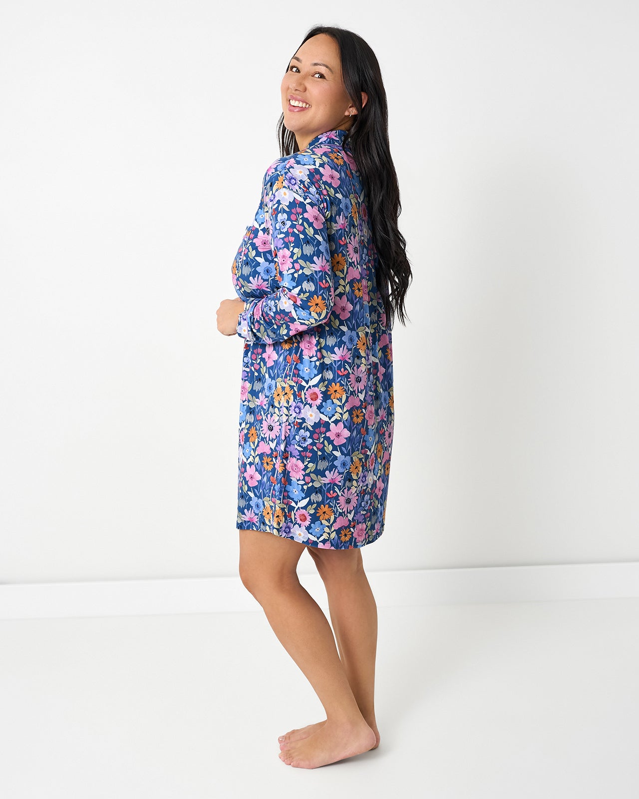 Dusk Blooms Women's Long Sleeve Sleep Shirt - Image 3