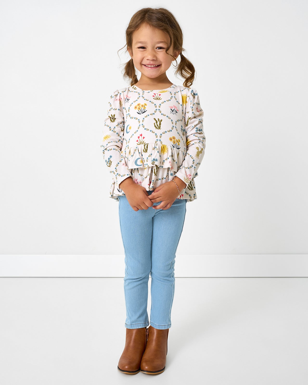 Desert Meadow Ribbed Tiered Peplum Top - Image 2