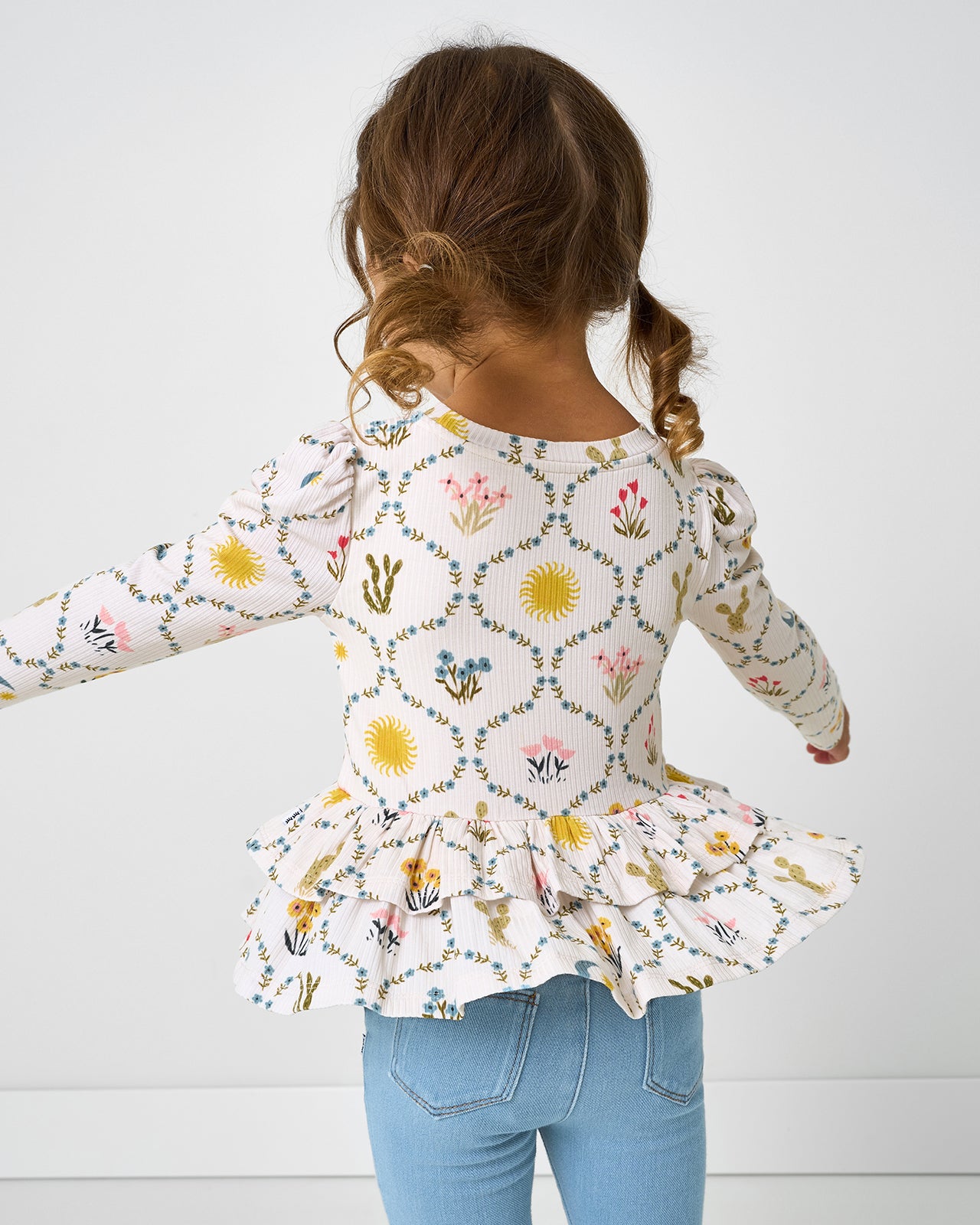 Desert Meadow Ribbed Tiered Peplum Top - Image 4