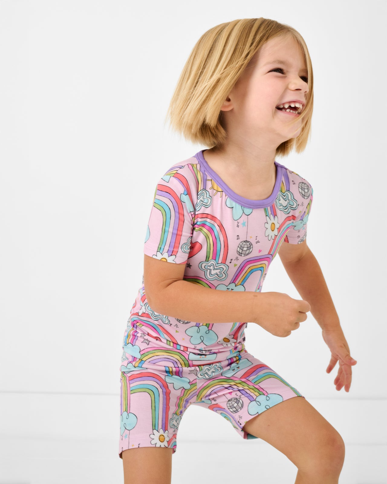 Disco Rainbows Two-Piece Short Sleeve & Shorts Pajama Set - Image 2