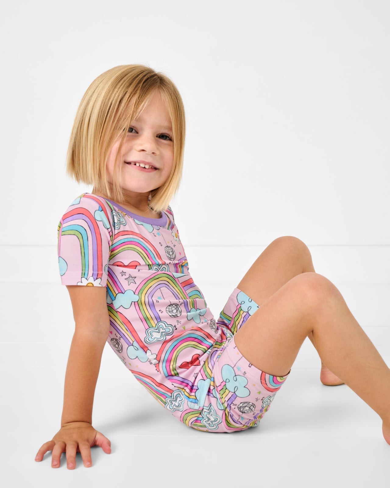 Disco Rainbows Two-Piece Short Sleeve & Shorts Pajama Set
