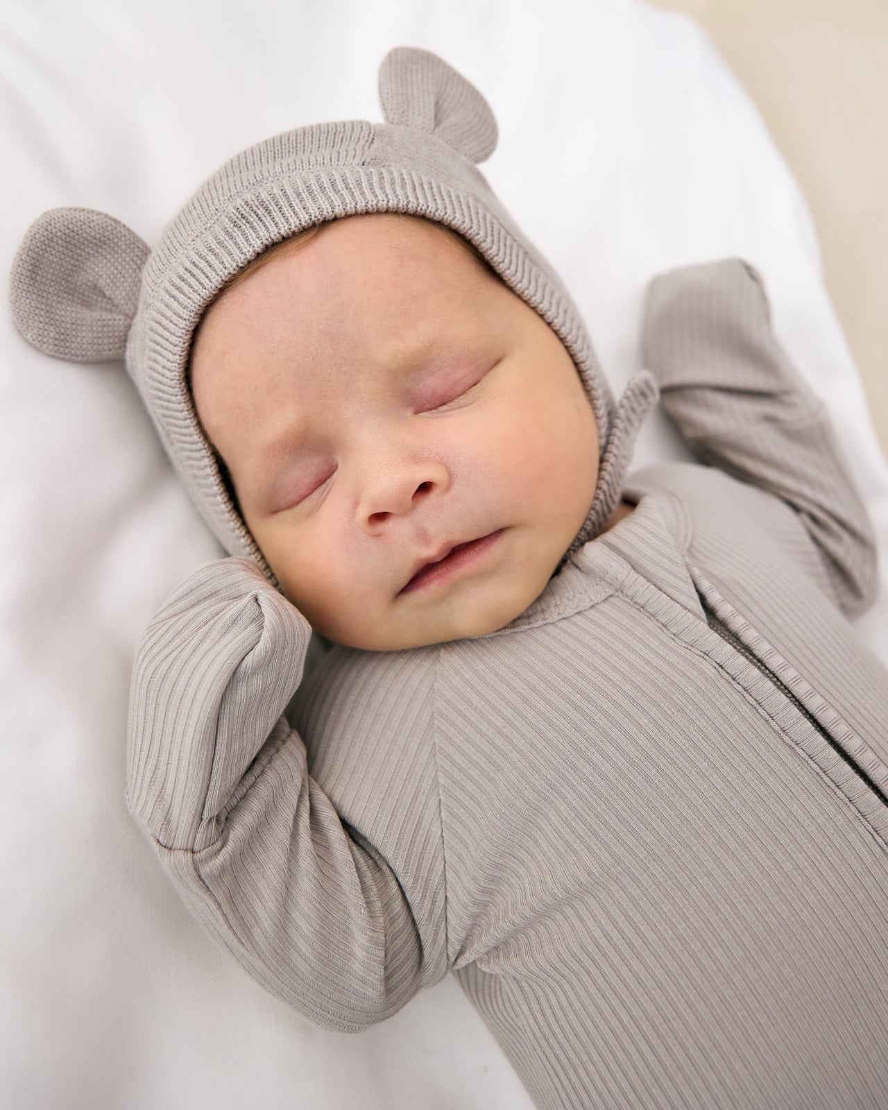 Dove Gray Bear Bonnet