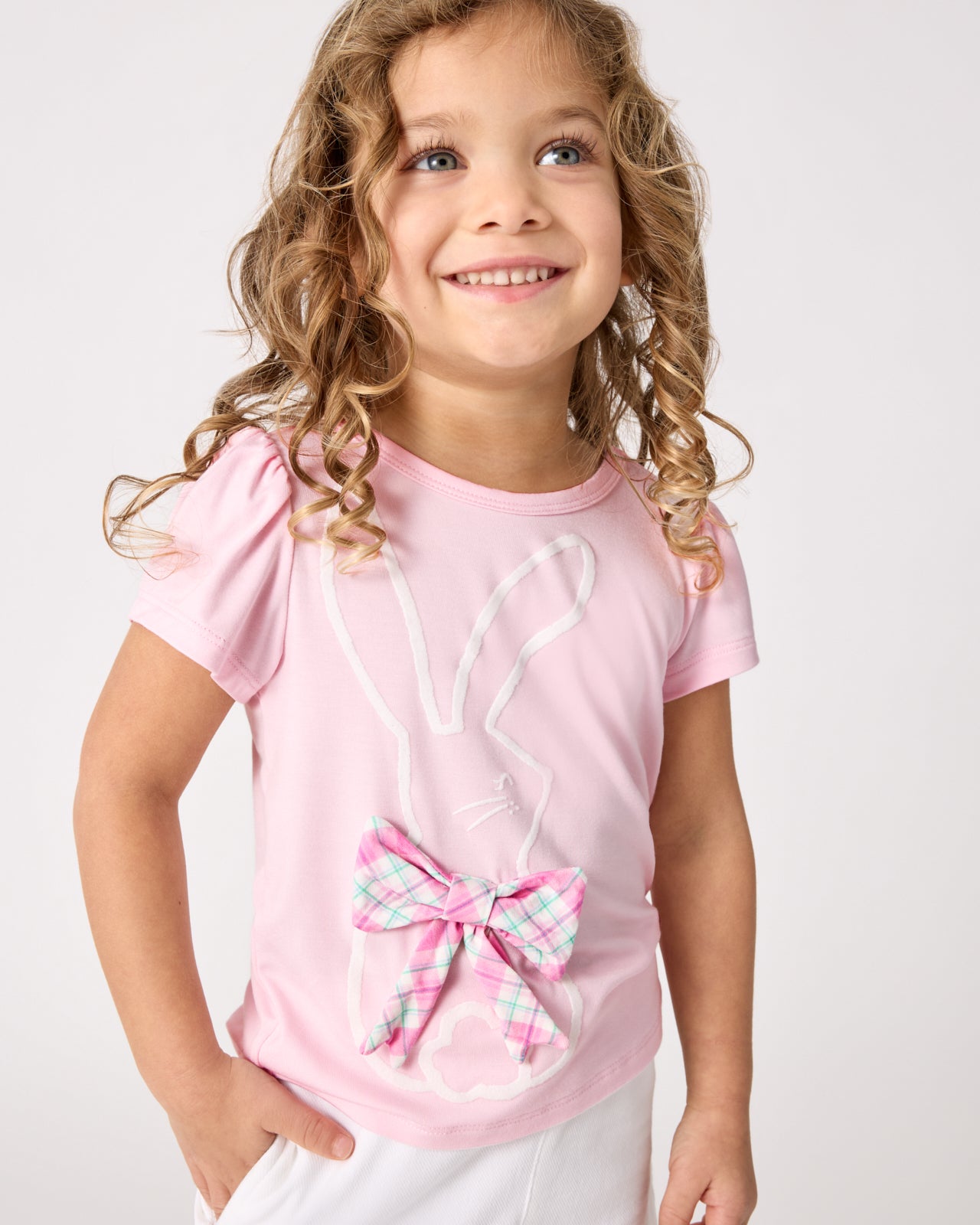 Flocked Bunny Puff Sleeve Tee