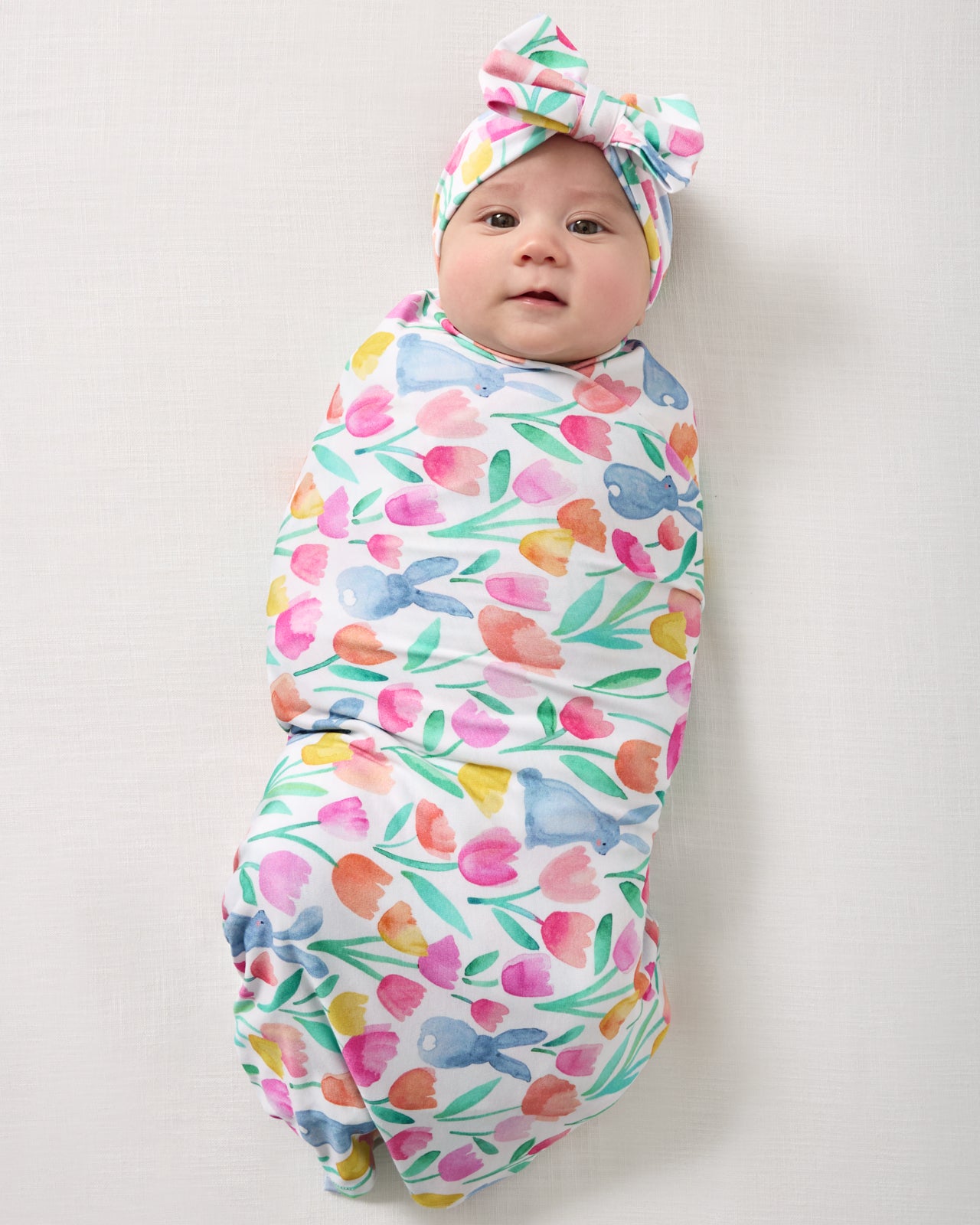 Garden Hop Swaddle & Luxe Bow Headband Set