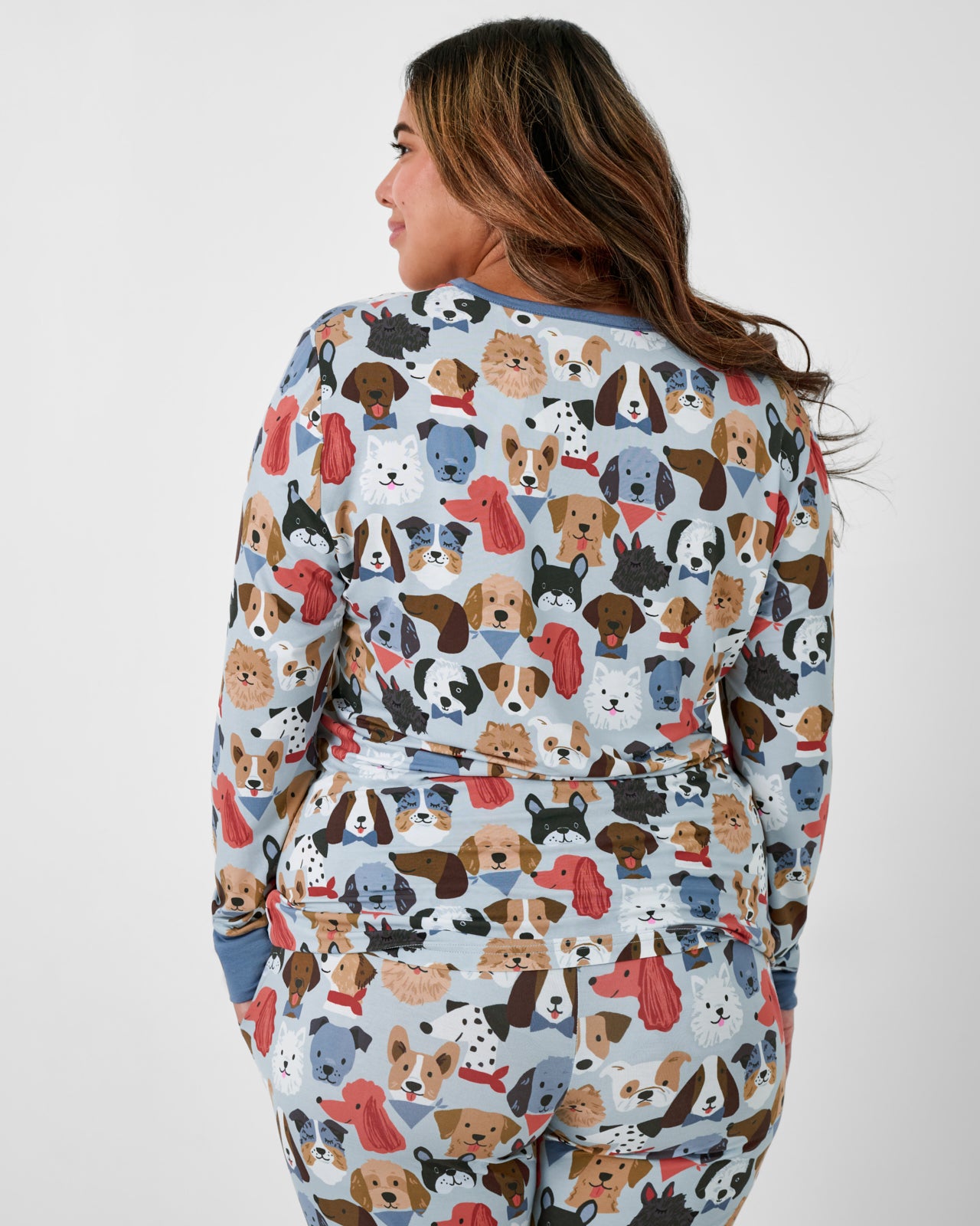 Gray Puppy Parade Women's Long Sleeve Pajama Top - Image 3