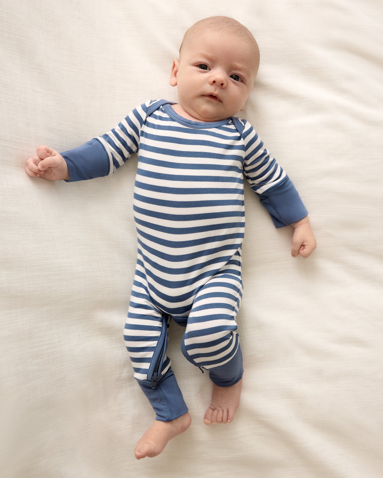 Hazy Blue Stripe Crescent Zippy