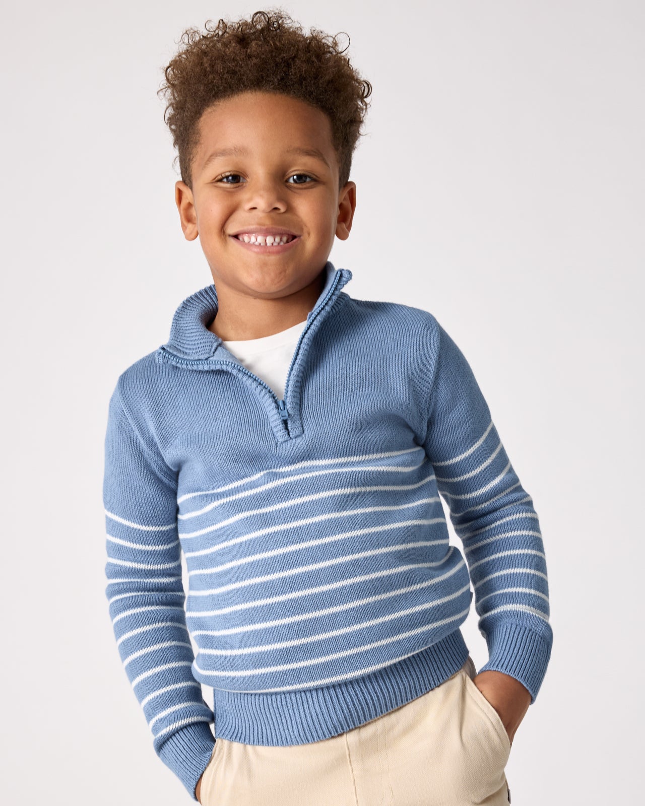 Infinite Blue Stripe Zip Sweater