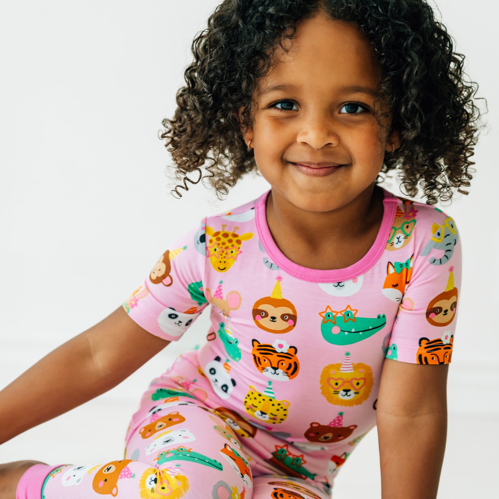 Pink Party Pals Two-Piece Short Sleeve Pajama Set - Image 5