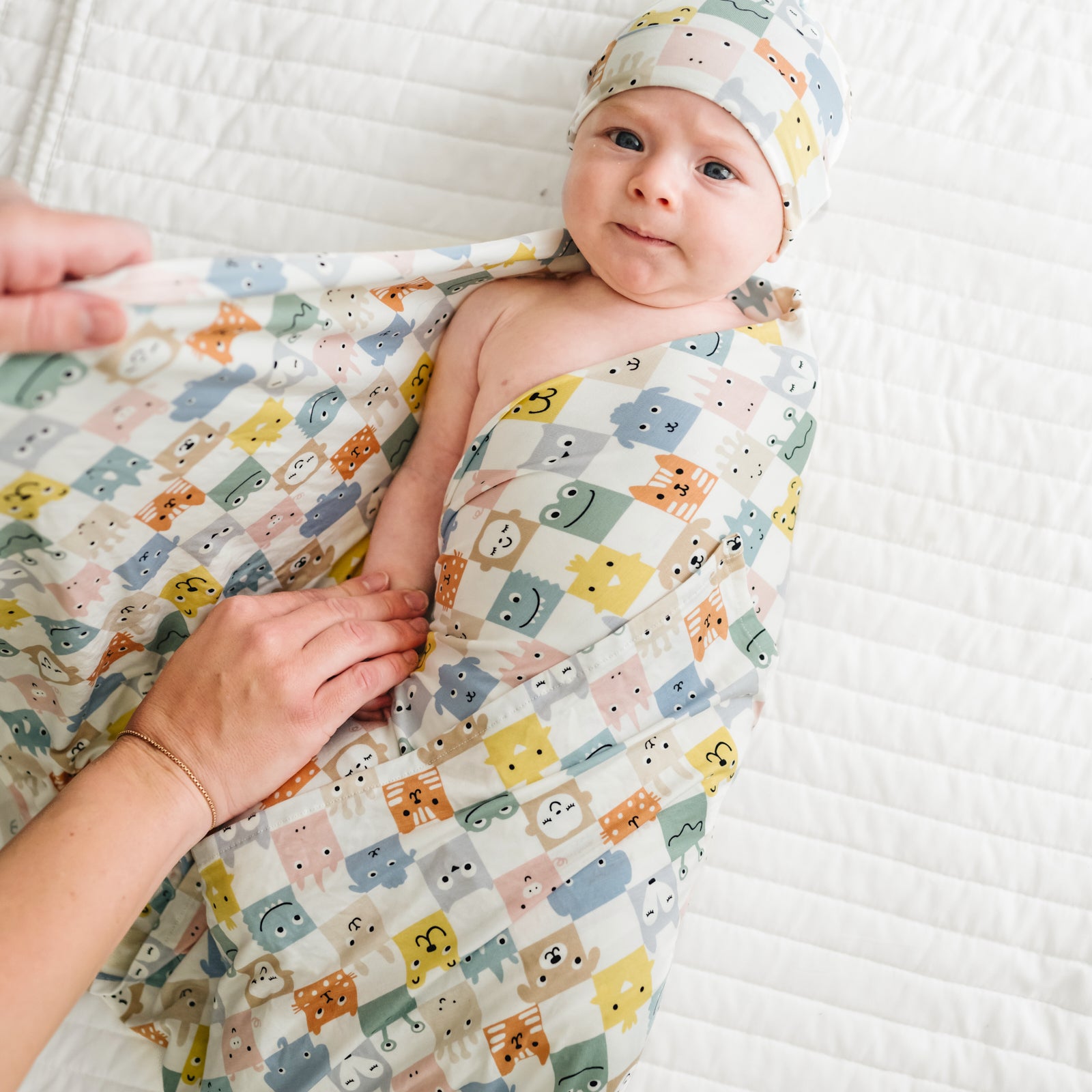 Check Mates Swaddle & Hat Set - Image 2