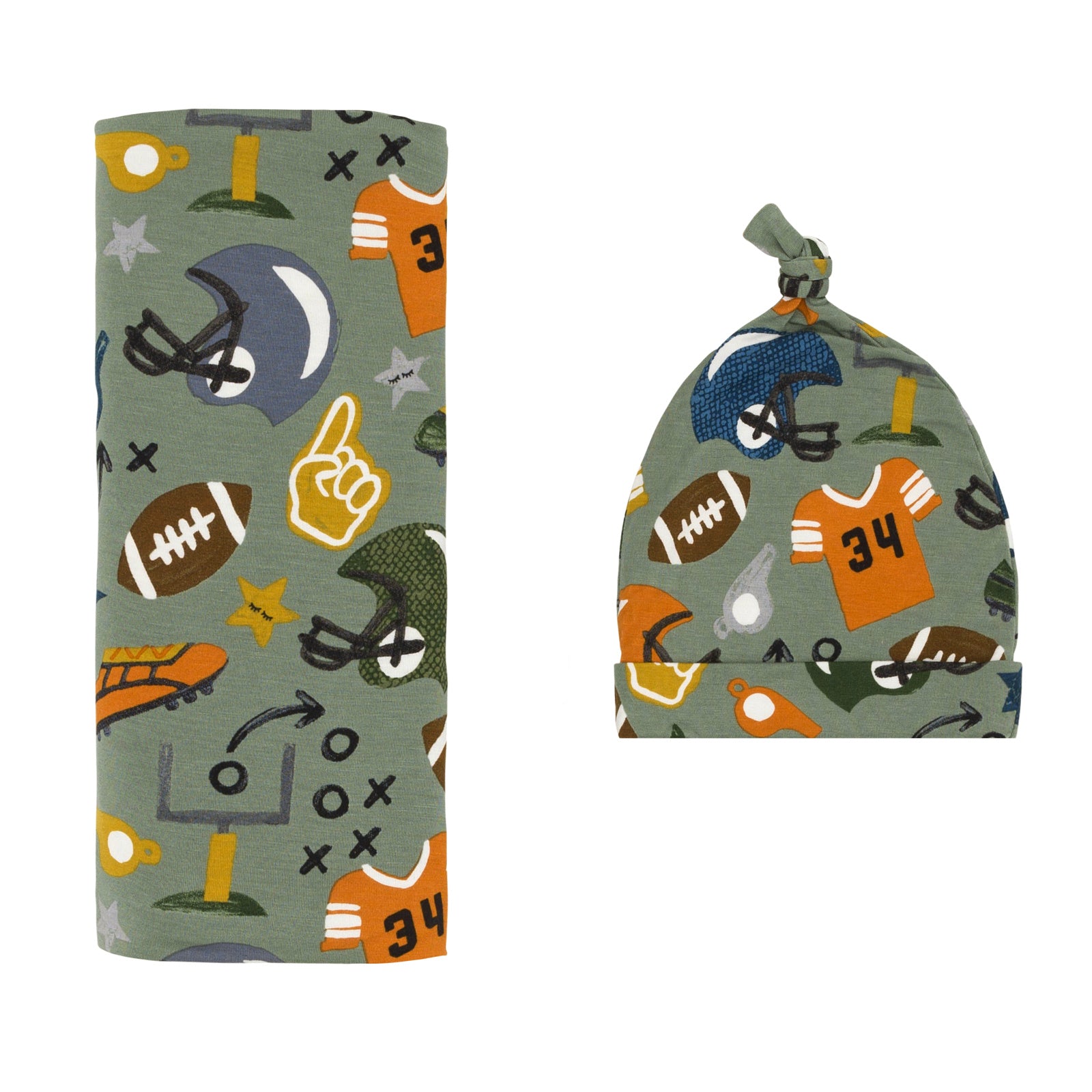 Touchdown Time Swaddle & Hat Set - Image 3