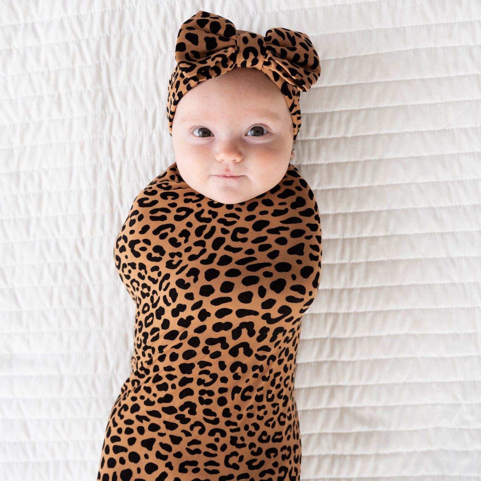 Classic Leopard Swaddle & Luxe Bow Headband Set - Image 2
