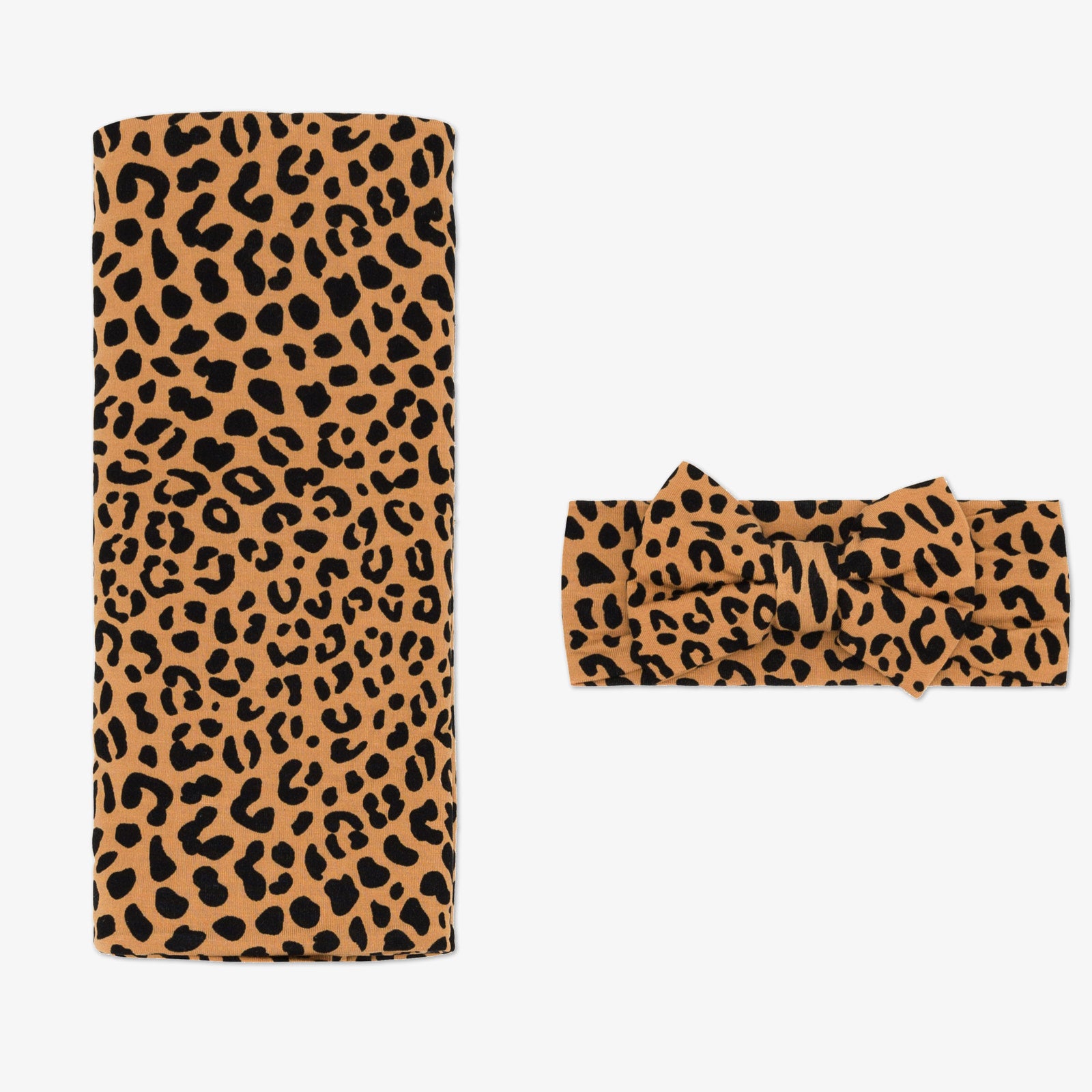 Classic Leopard Swaddle & Luxe Bow Headband Set - Image 3