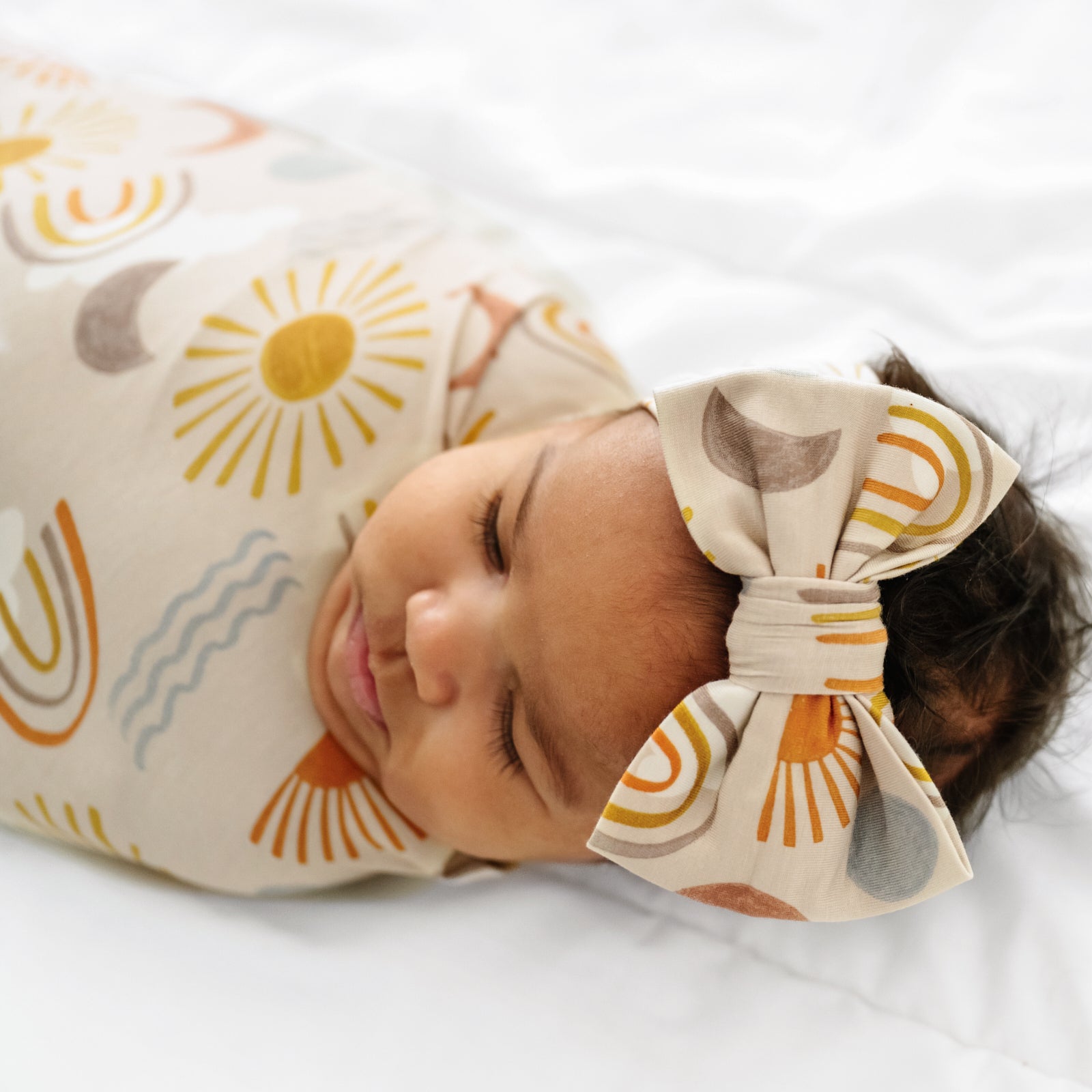 Desert Sunrise Swaddle & Luxe Bow Headband Set - Image 3