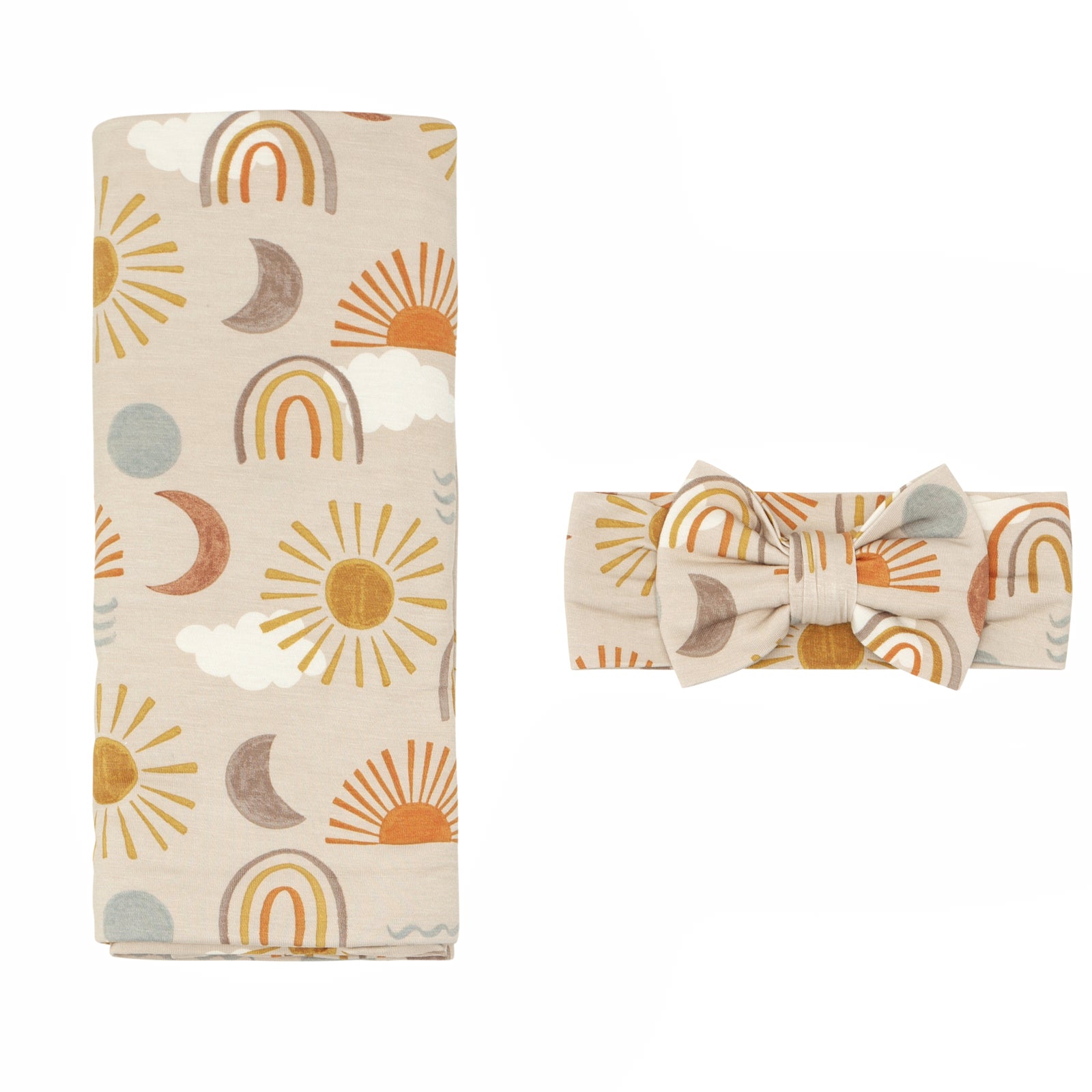 Desert Sunrise Swaddle & Luxe Bow Headband Set - Image 4