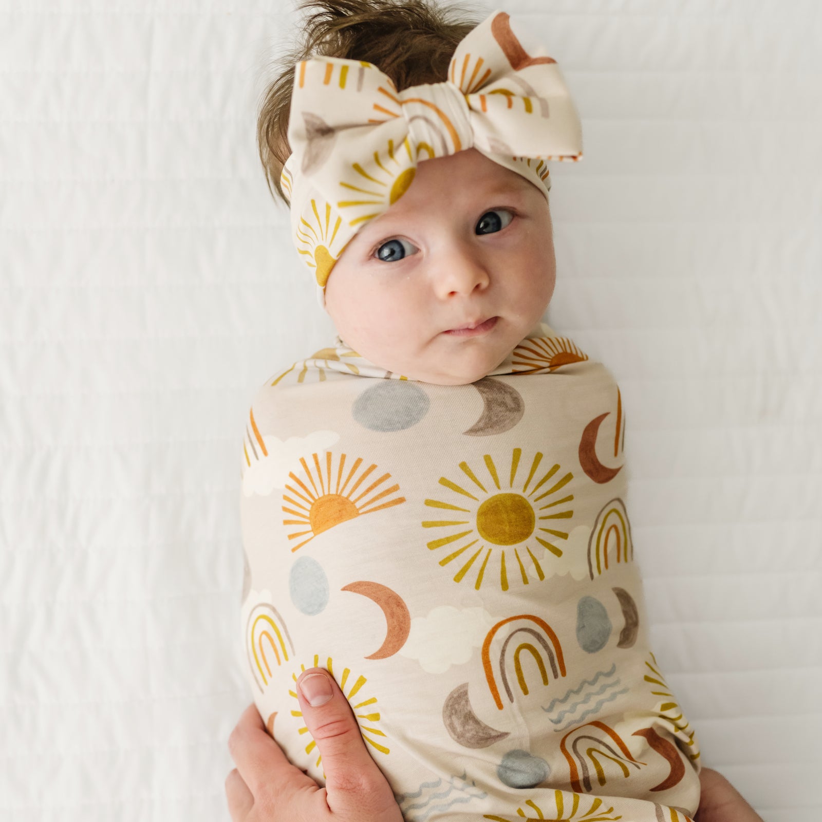 Desert Sunrise Swaddle & Luxe Bow Headband Set - Image 2