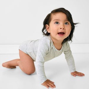 Light Heather Gray Long Sleeve Bodysuit