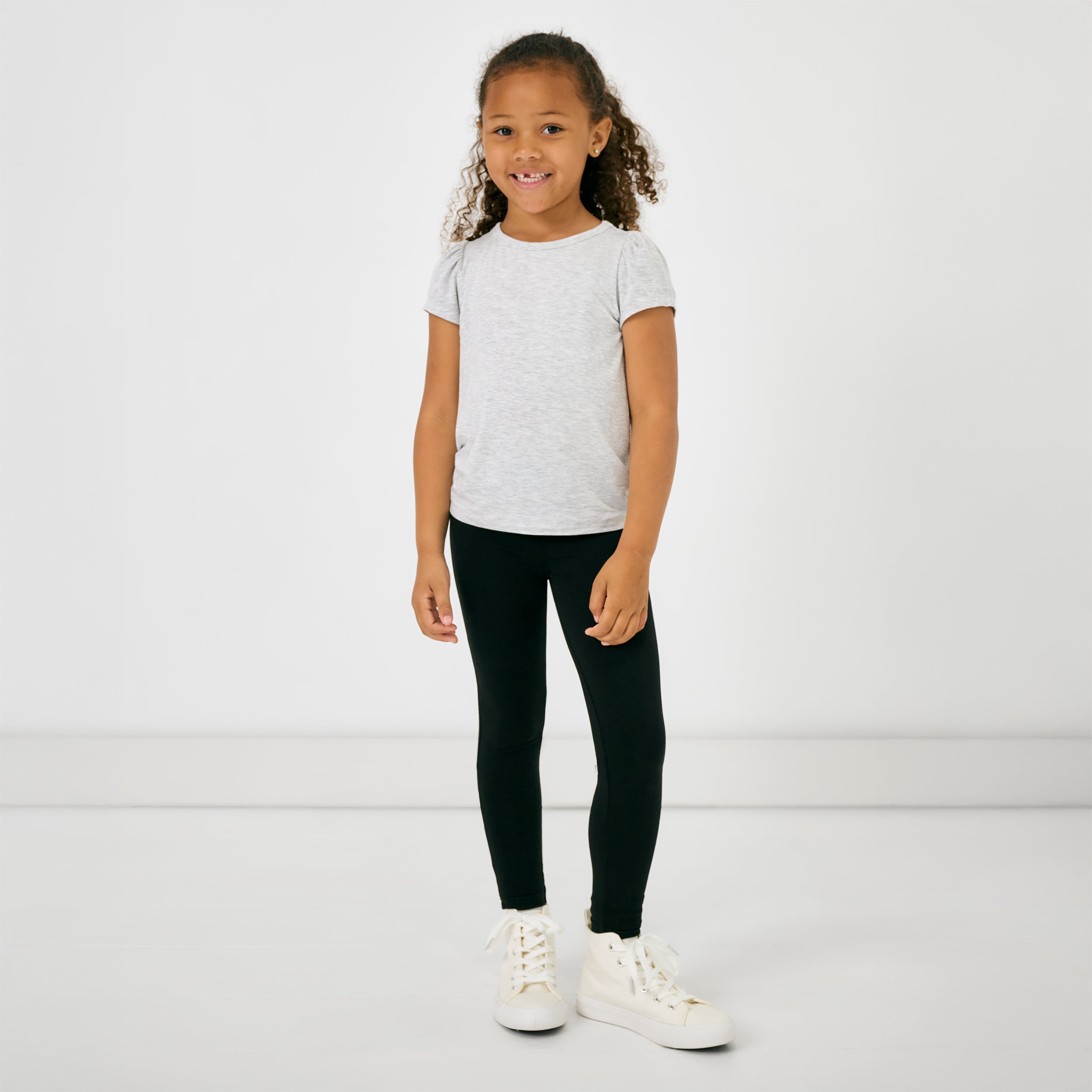 Light Heather Gray Puff Sleeve Tee