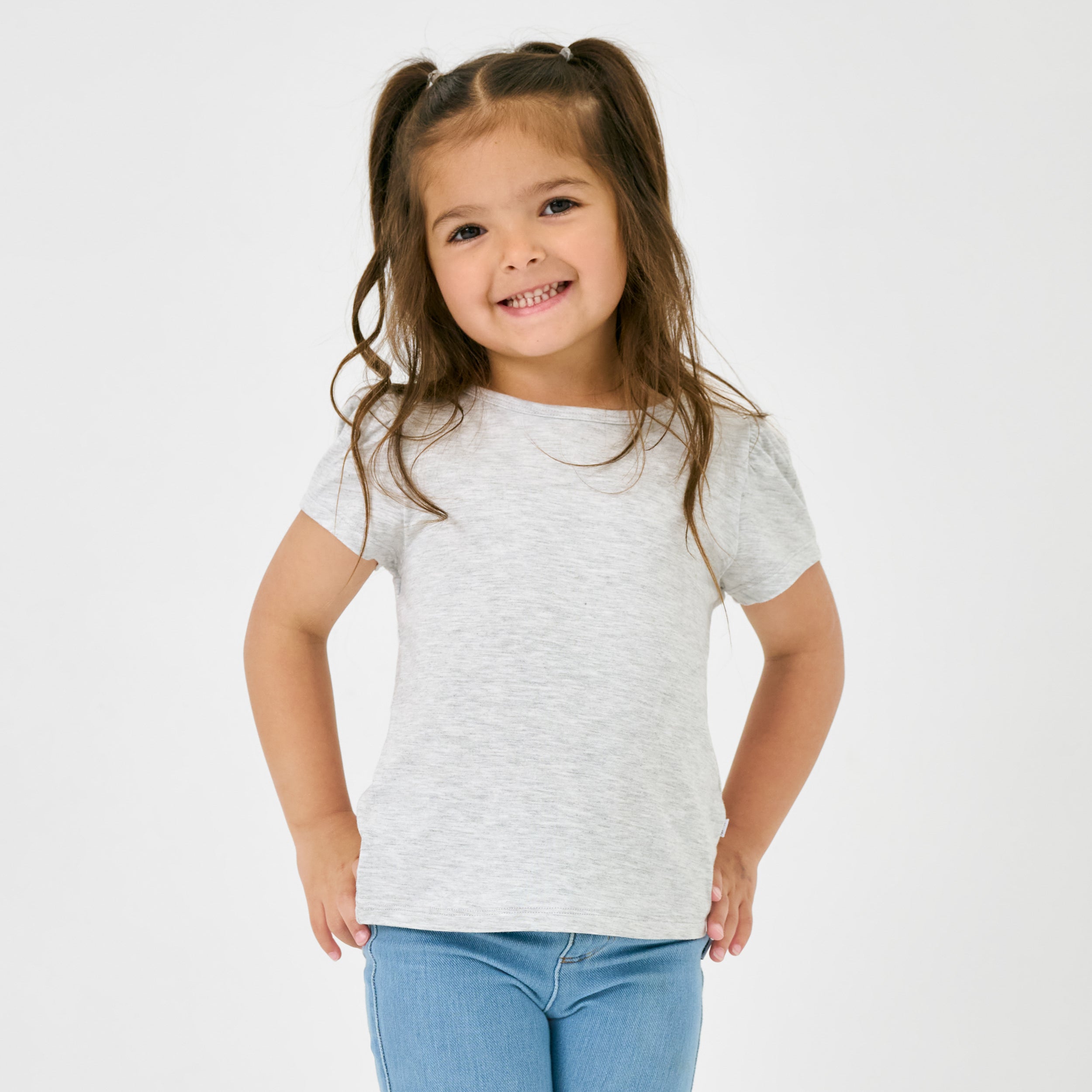 Light Heather Gray Puff Sleeve Tee - Image 4