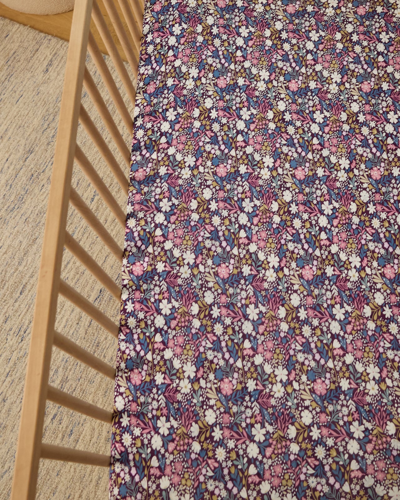 Midnight Petals Fitted Crib Sheet