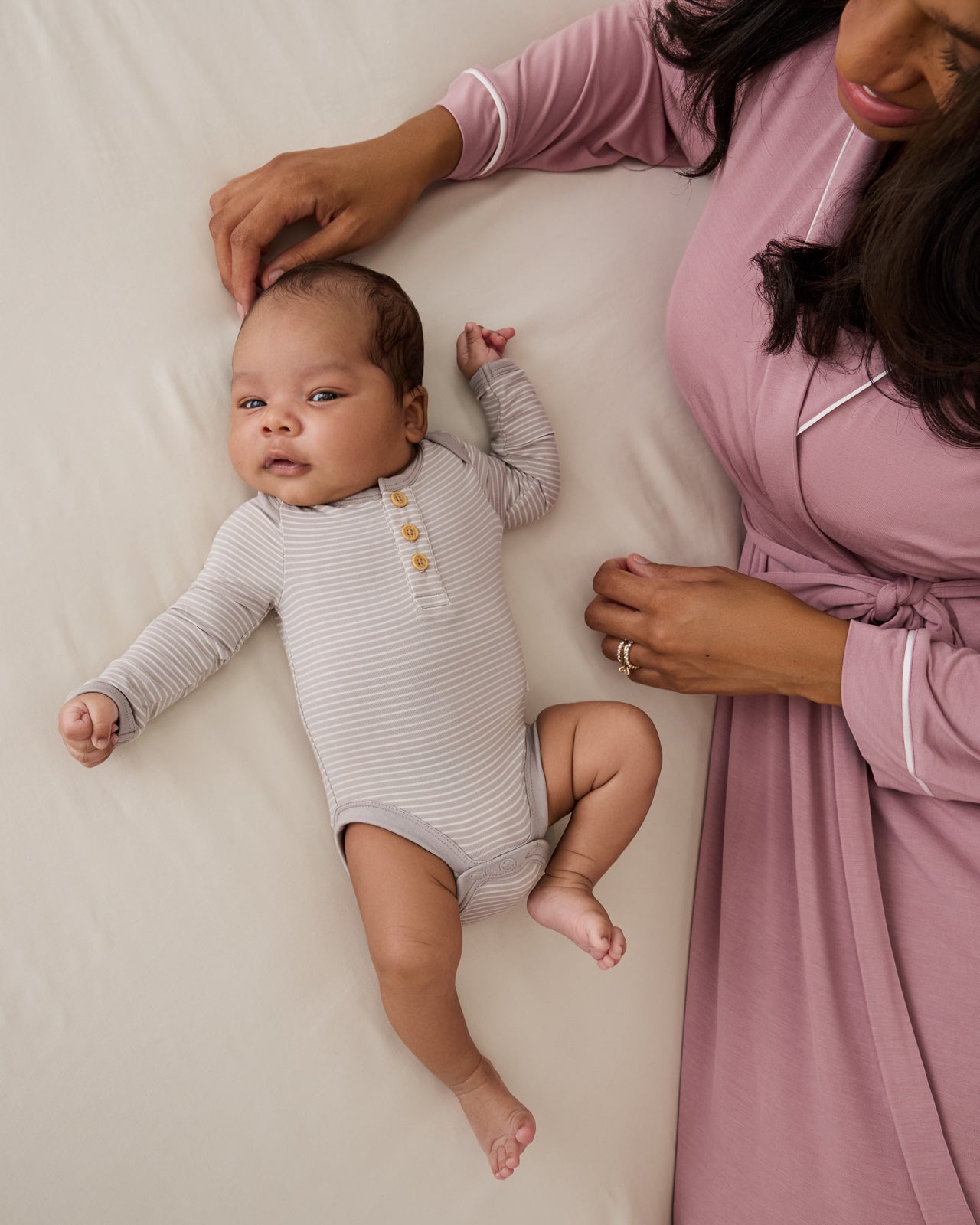 Dove Gray Stripe Henley Bodysuit - Image 5
