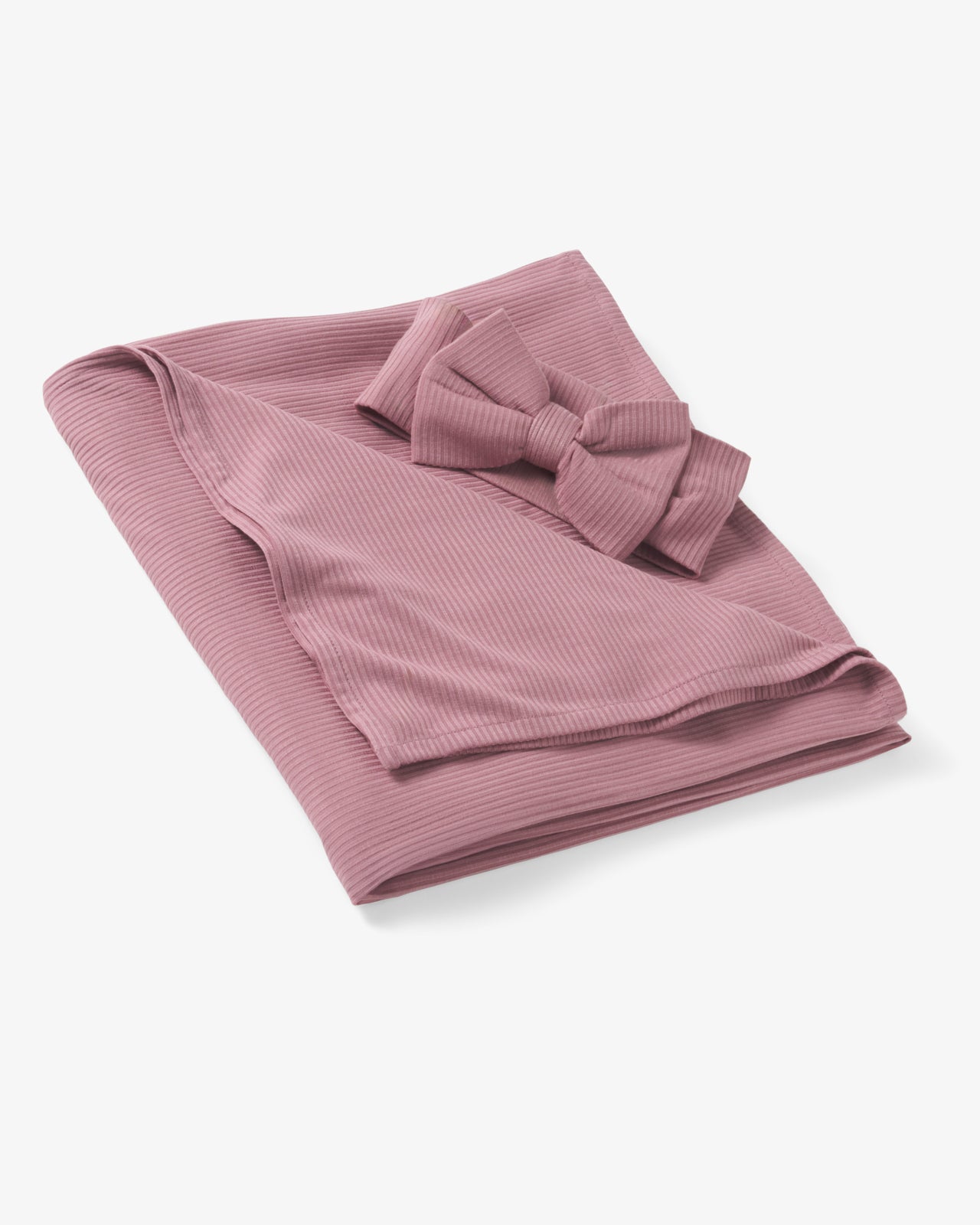Rosewood Ribbed Swaddle & Luxe Bow Headband Set - Image 4