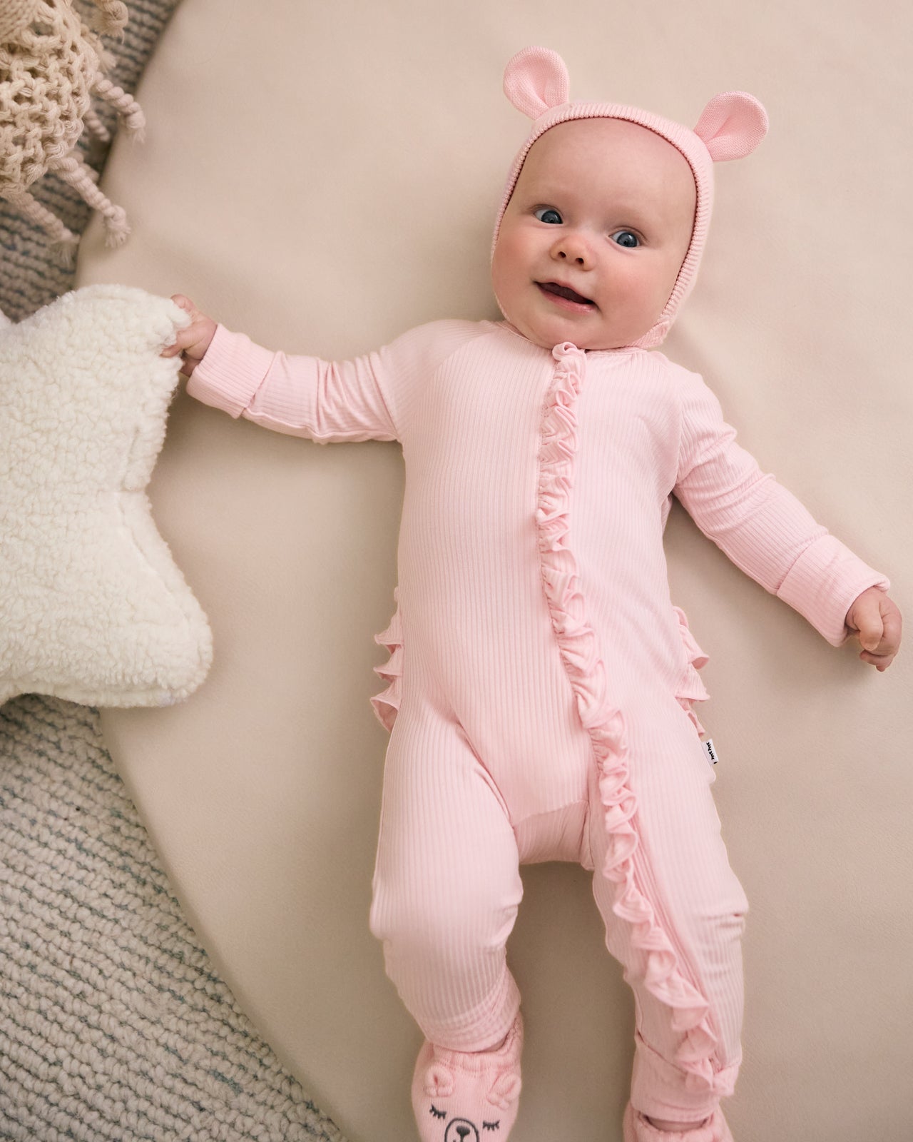 Prima Pink Bear Bonnet - Image 3